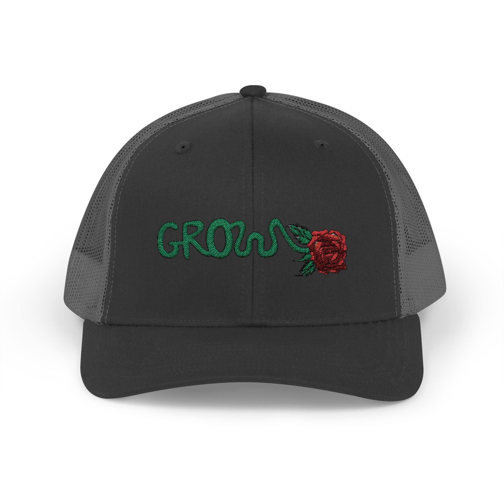 Grow Clothing™ Red Rose embroidered Snapback Trucker Cap - Positive Streetwear