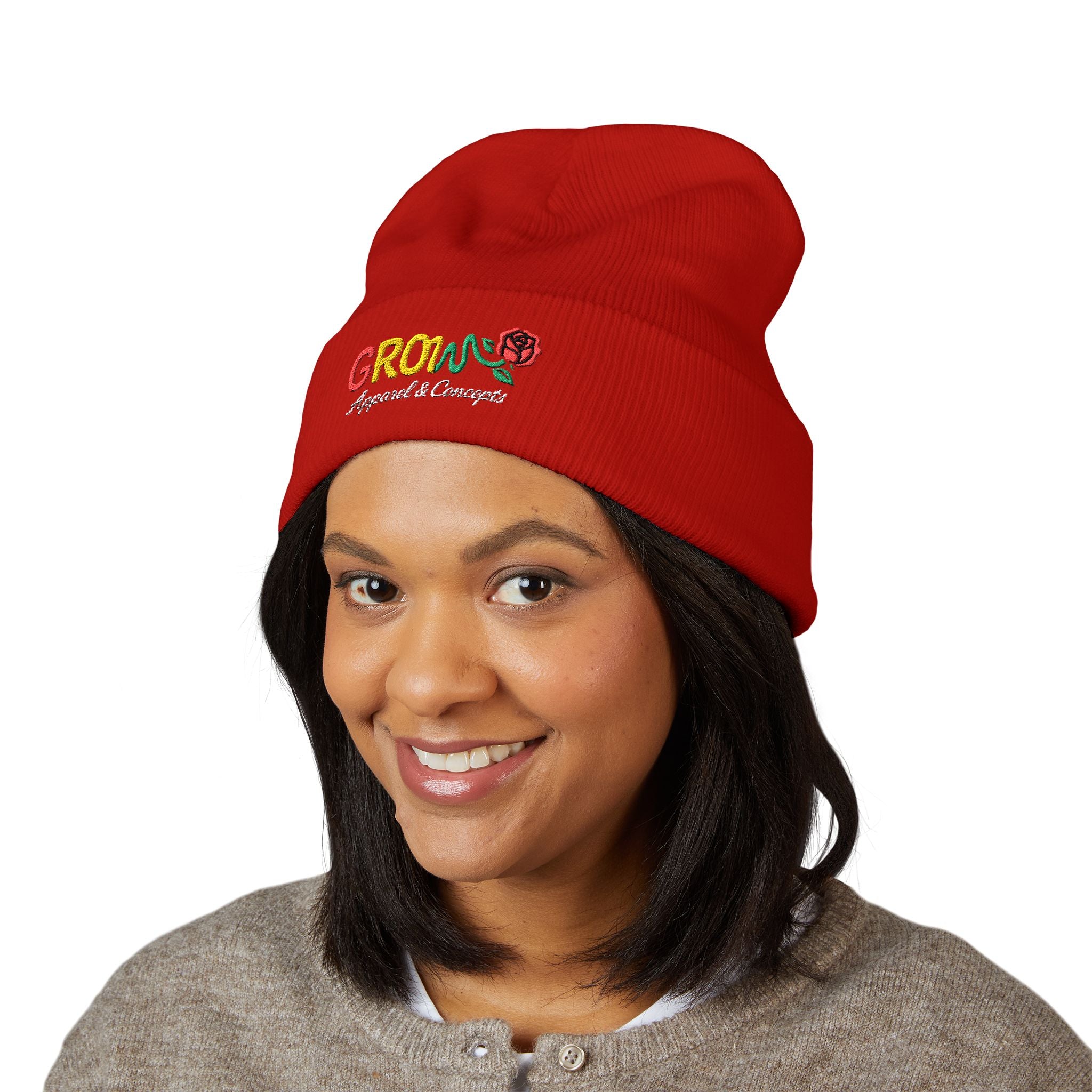 Embroidered Grow Beanie in Rasta Colors - Standout, streetwear, Rasta, Unisex
