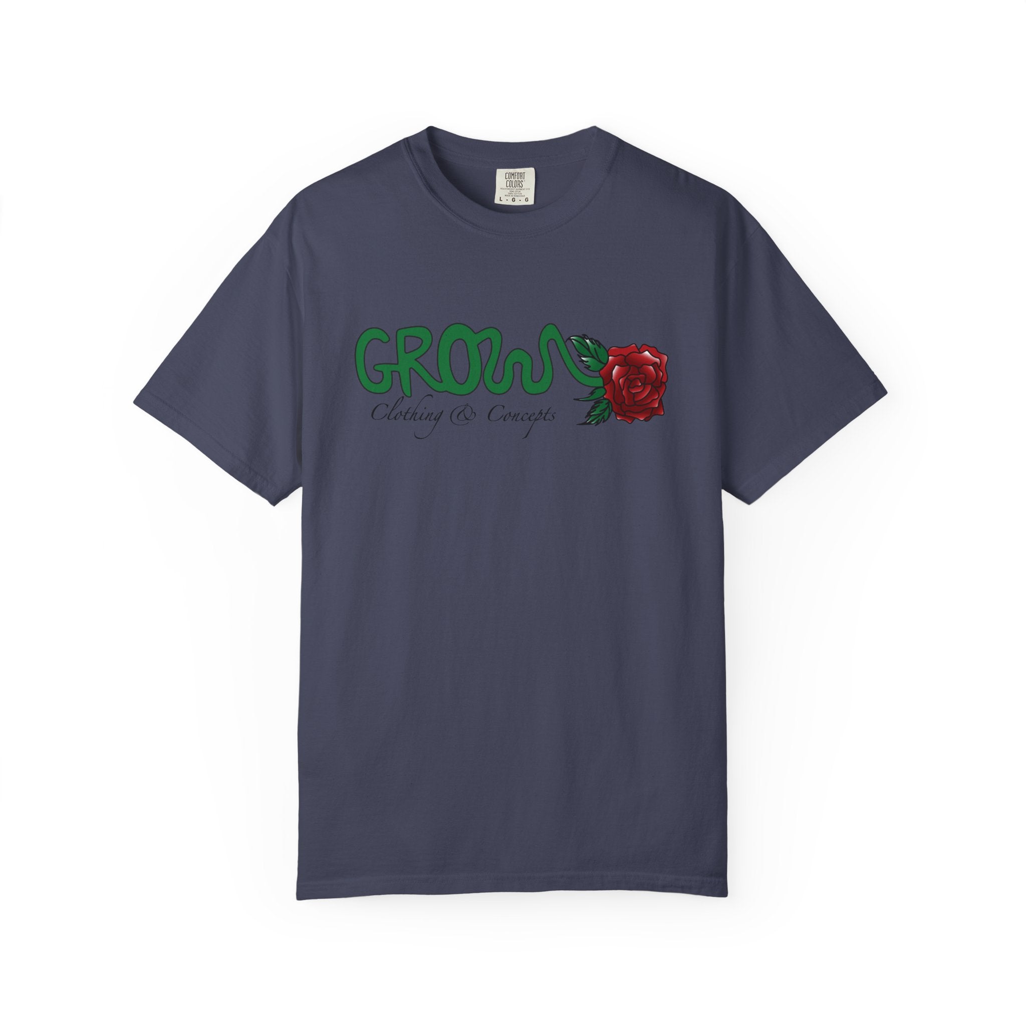 Grows high quality soft cotton T-Shirt, relaxed fit, blue & red rose, unisex, Limited