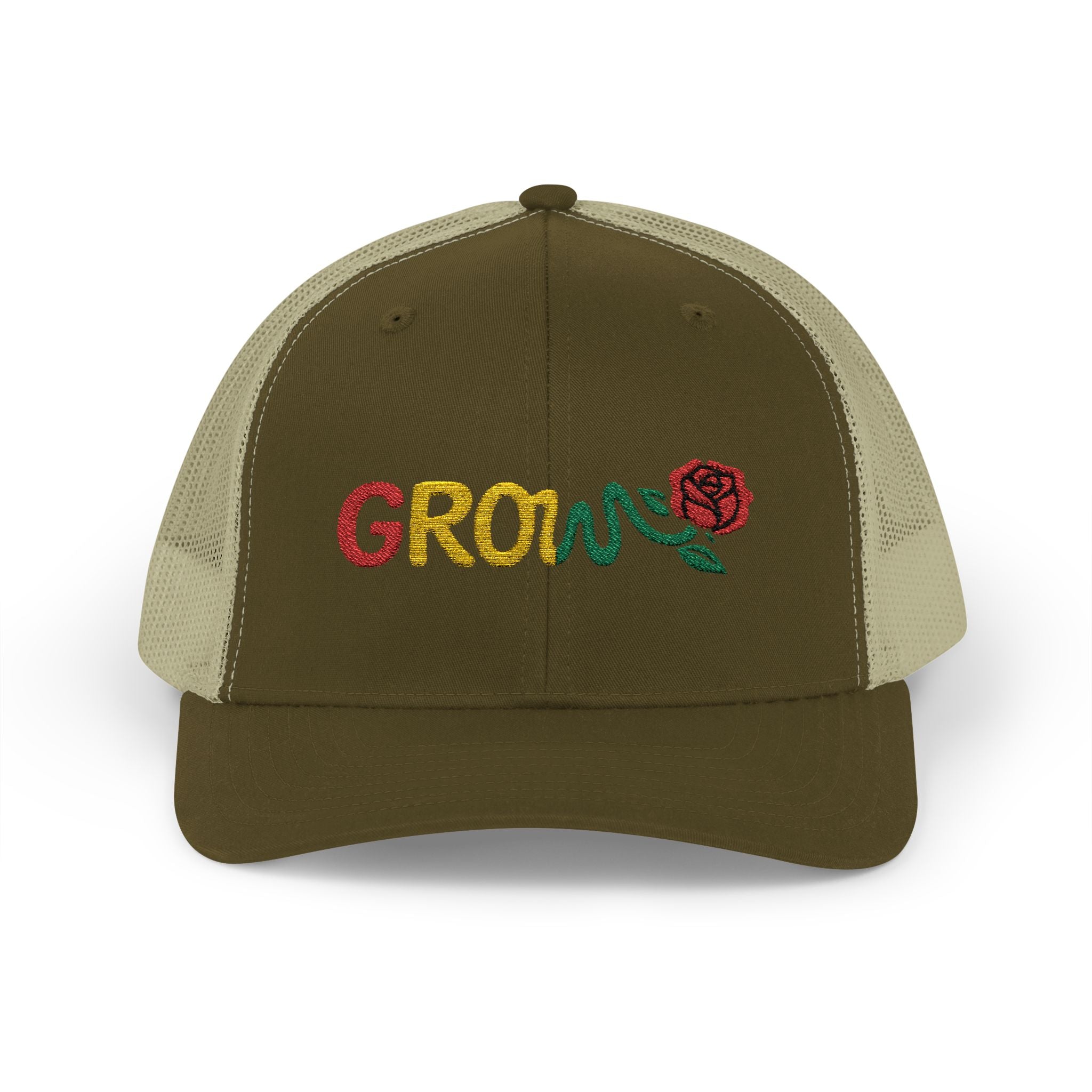 Grow Clothing™ Embroidered Rasta Snapback Trucker Hat - Good Quality - Positive Streetwear