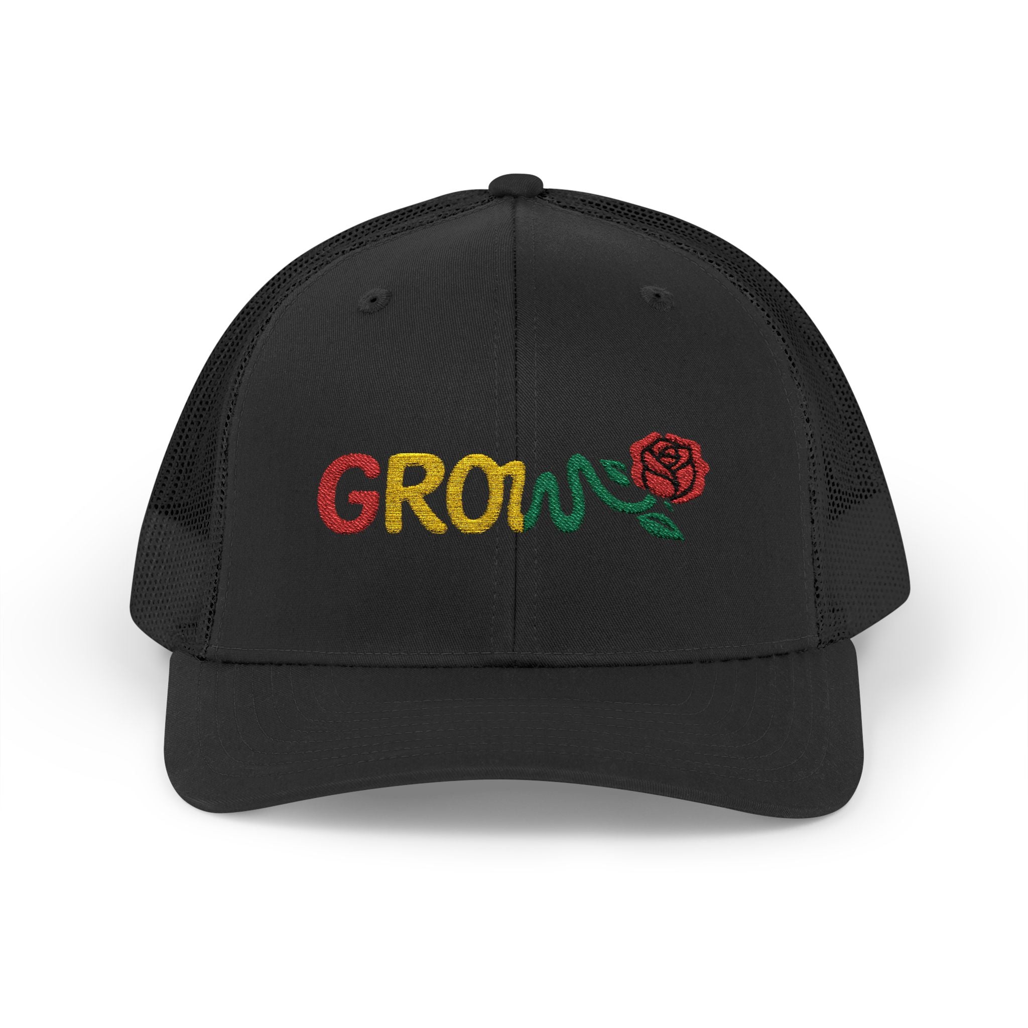 Grow Clothing™ Embroidered Rasta Snapback Trucker Hat - Good Quality - Positive Streetwear