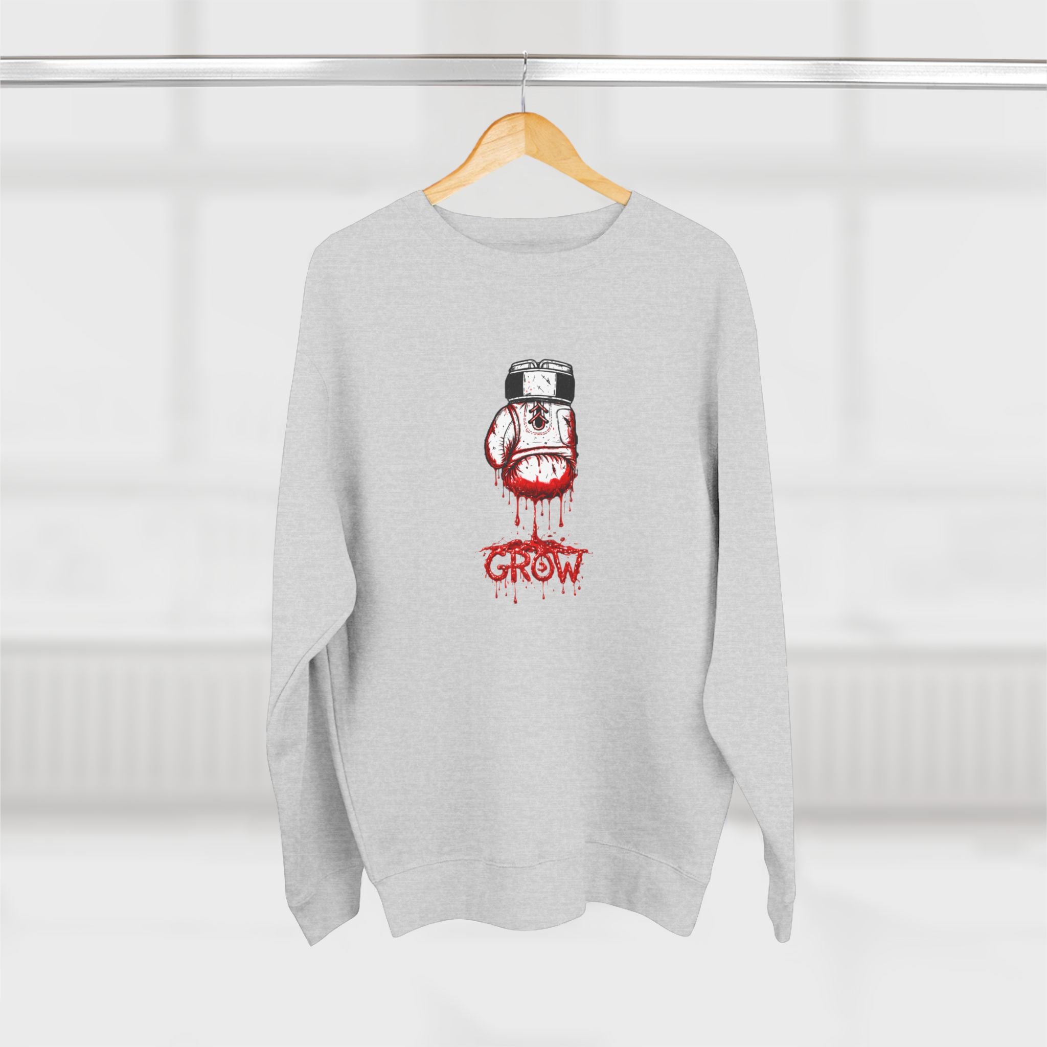 The Grow Clothing™ | Boxing-Themed Crewneck Sweatshirt | 'God Rewarding Our Work' Back