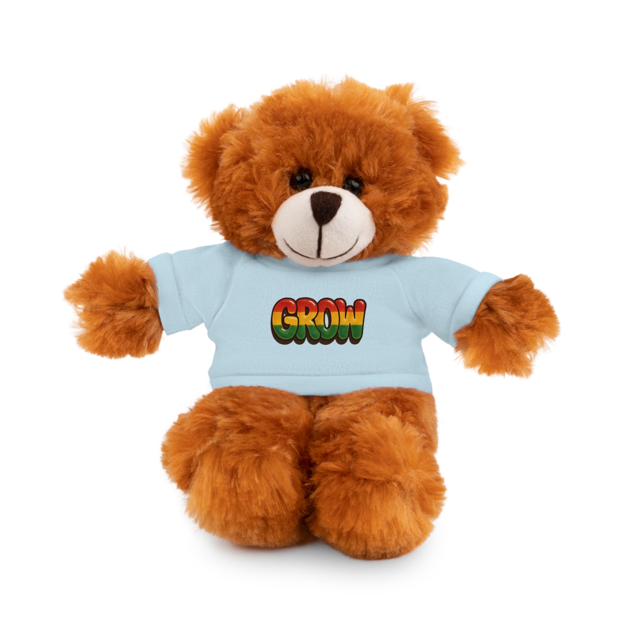 Grow Clothing™ - Rasta Bubble Shirt on your favorite Stuffed Animal, Cute Plush Toy, Gift for Kids, Motivational Bear, Birthday Present, Huggable Friend, Inspiring Decor