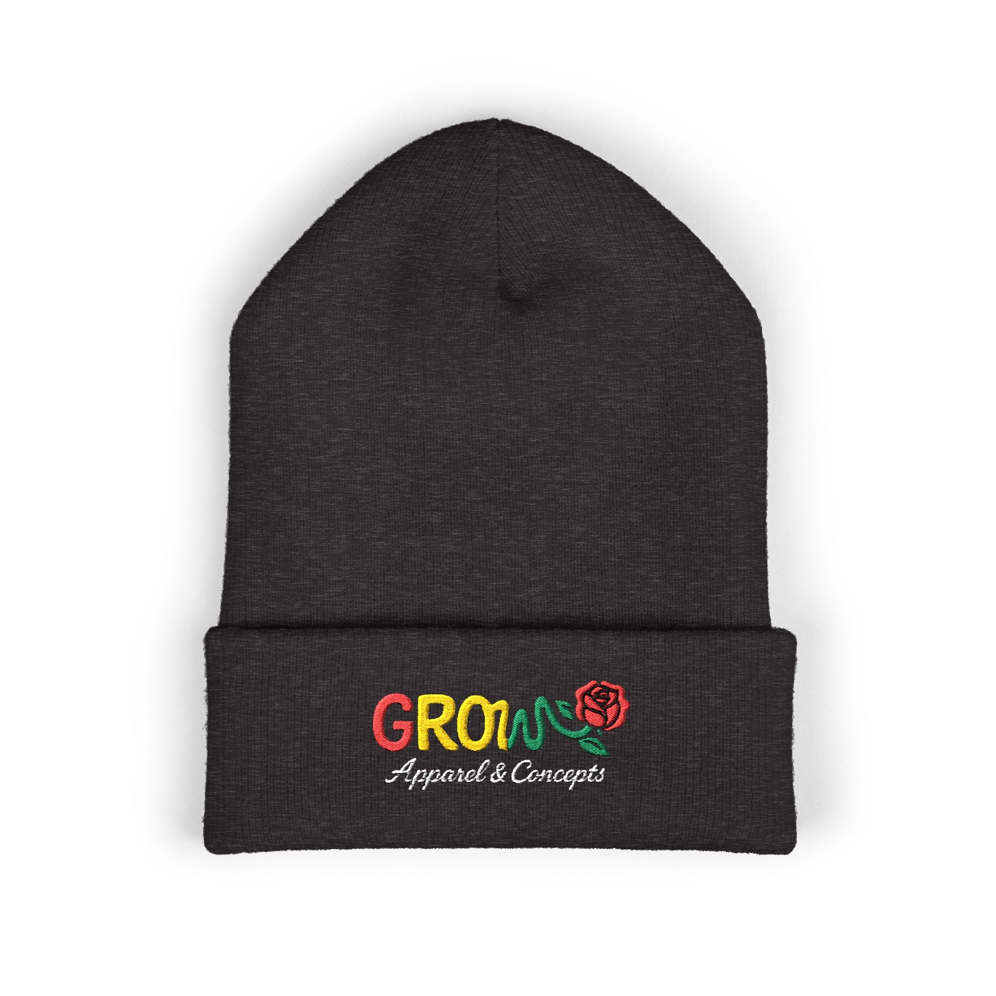 Embroidered Grow Beanie in Rasta Colors - Standout, streetwear, Rasta, Unisex