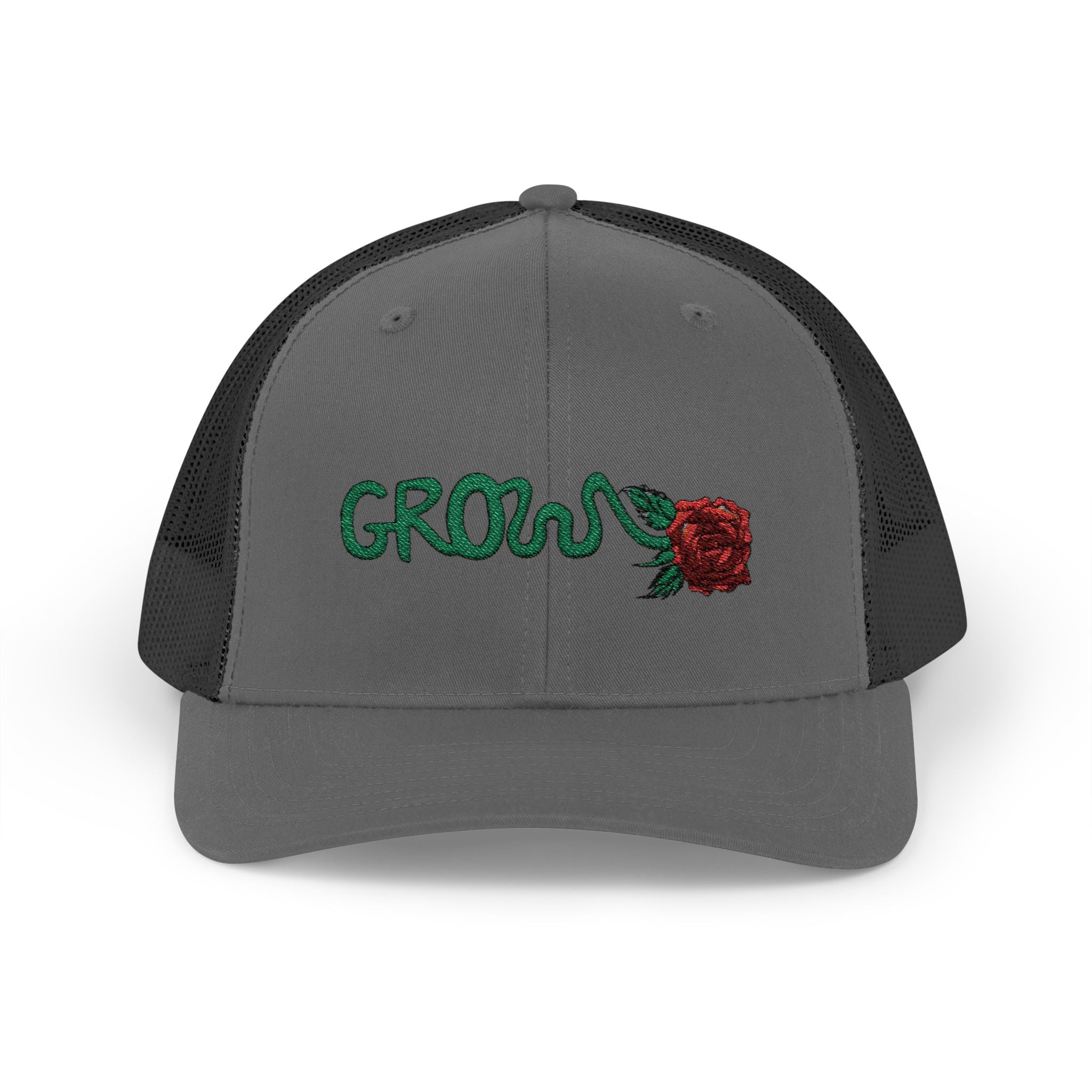 Grow Clothing™ Red Rose embroidered Snapback Trucker Cap - Positive Streetwear
