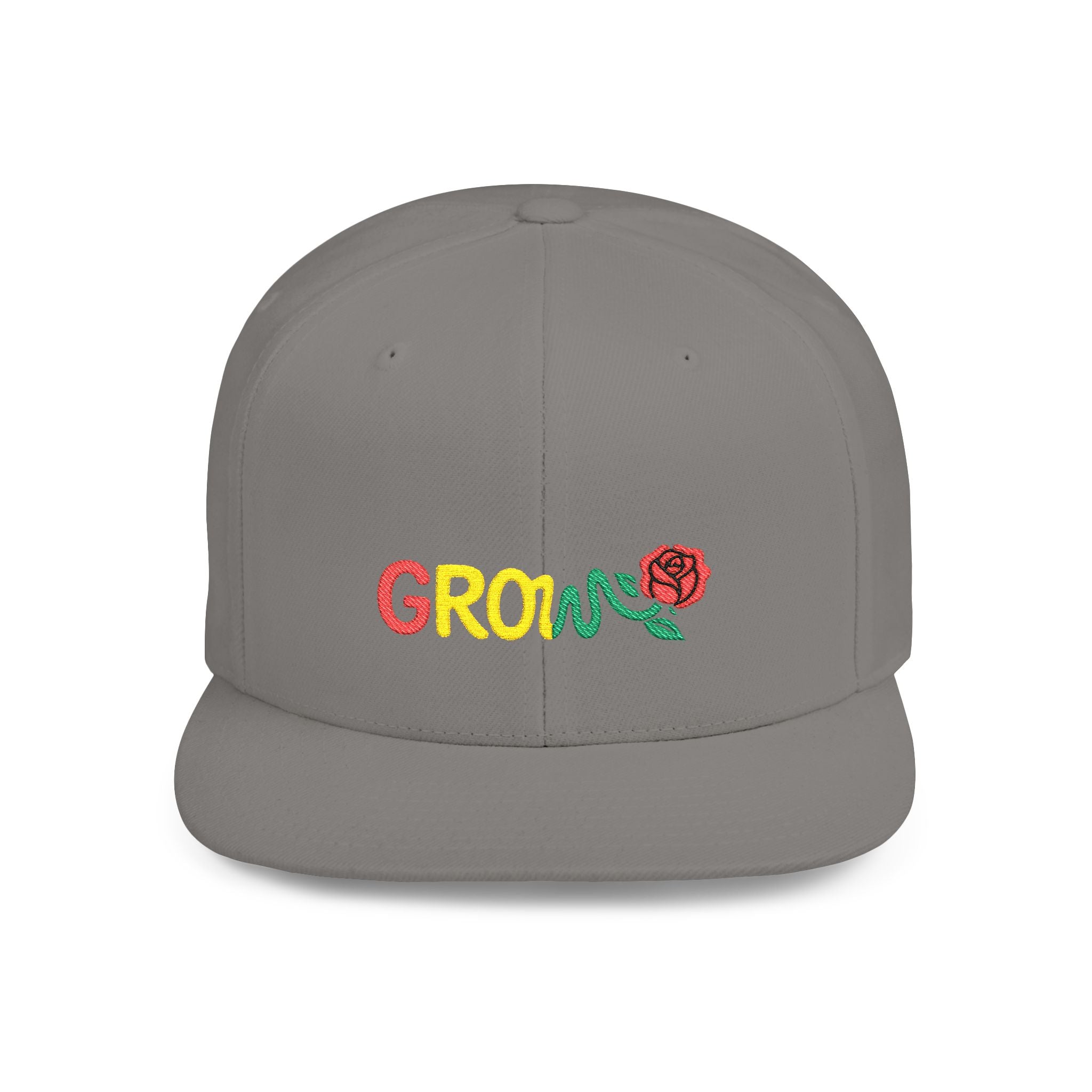 Grow Clothing™ Rasta Embroidered Snapback Cap, Unisex Flat Bill Hat, Positive Streetwear