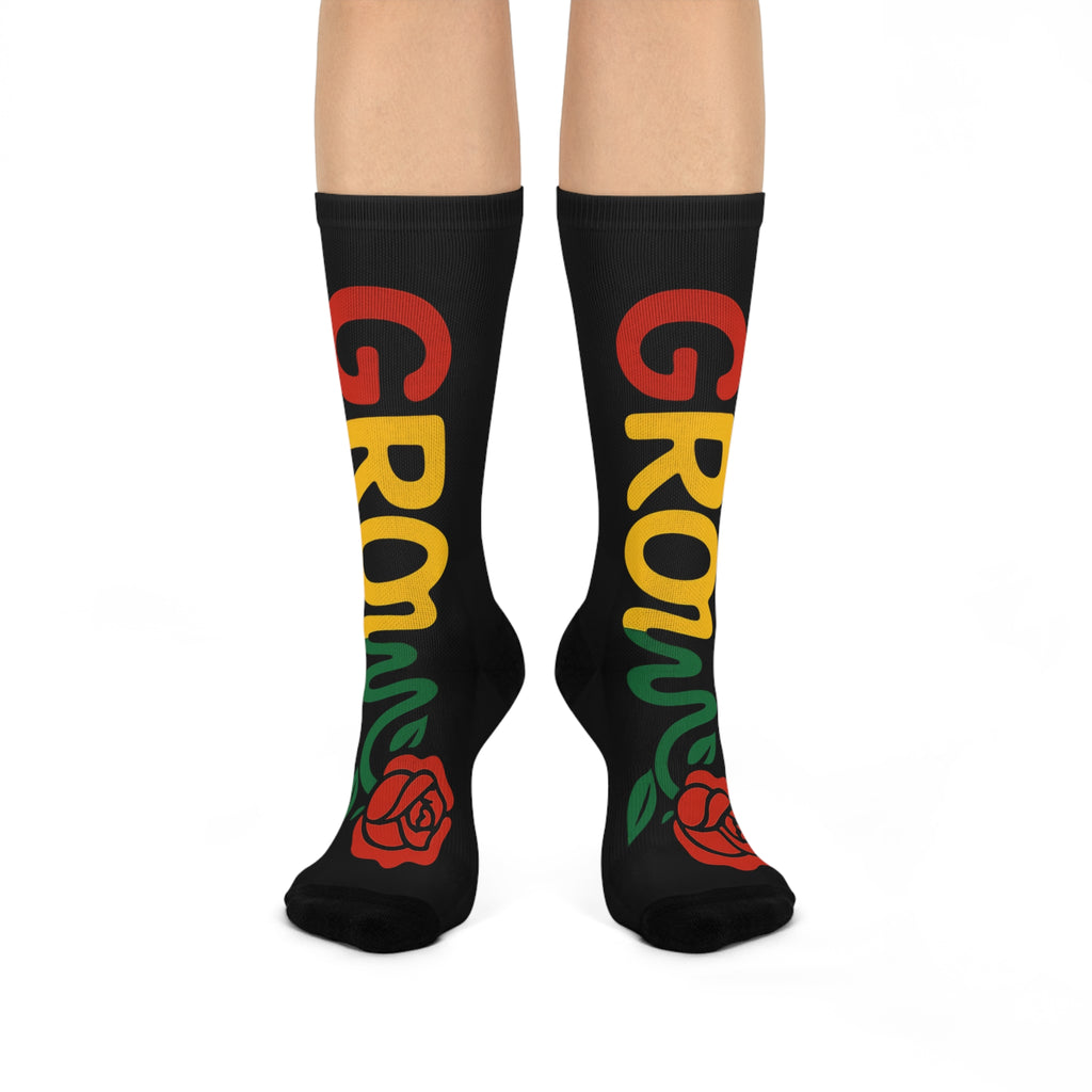 The Grow Clothing™  Cushioned Crew Socks — Streetwear + Cool Logo + Comfort + Stylish | Grow will knock your Socks Off!