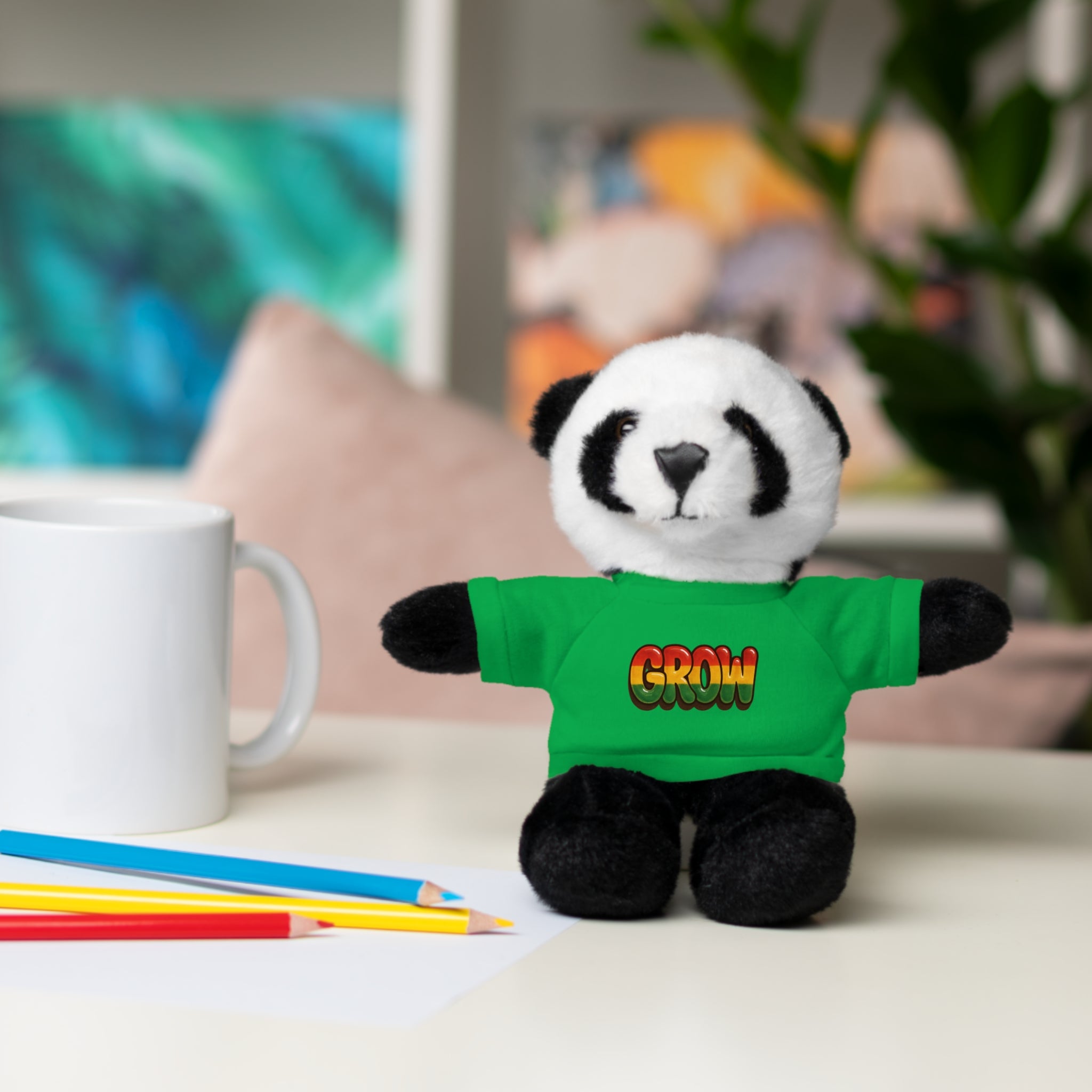 Grow Clothing™ - Rasta Bubble Shirt on your favorite Stuffed Animal, Cute Plush Toy, Gift for Kids, Motivational Bear, Birthday Present, Huggable Friend, Inspiring Decor