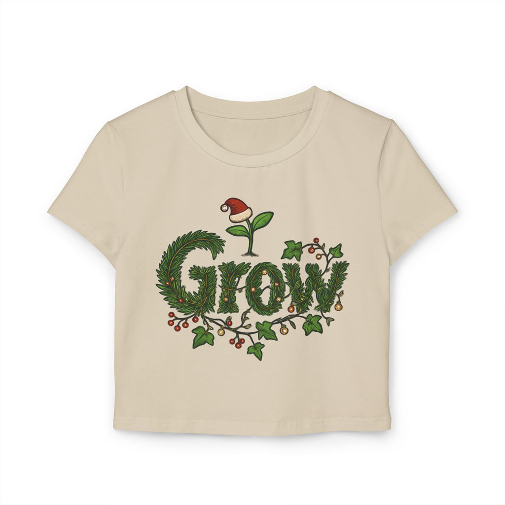 The Grow Clothing™  Christmas Crop Top Women's Baby Tee — Women's slim-fit tee - back and front designs