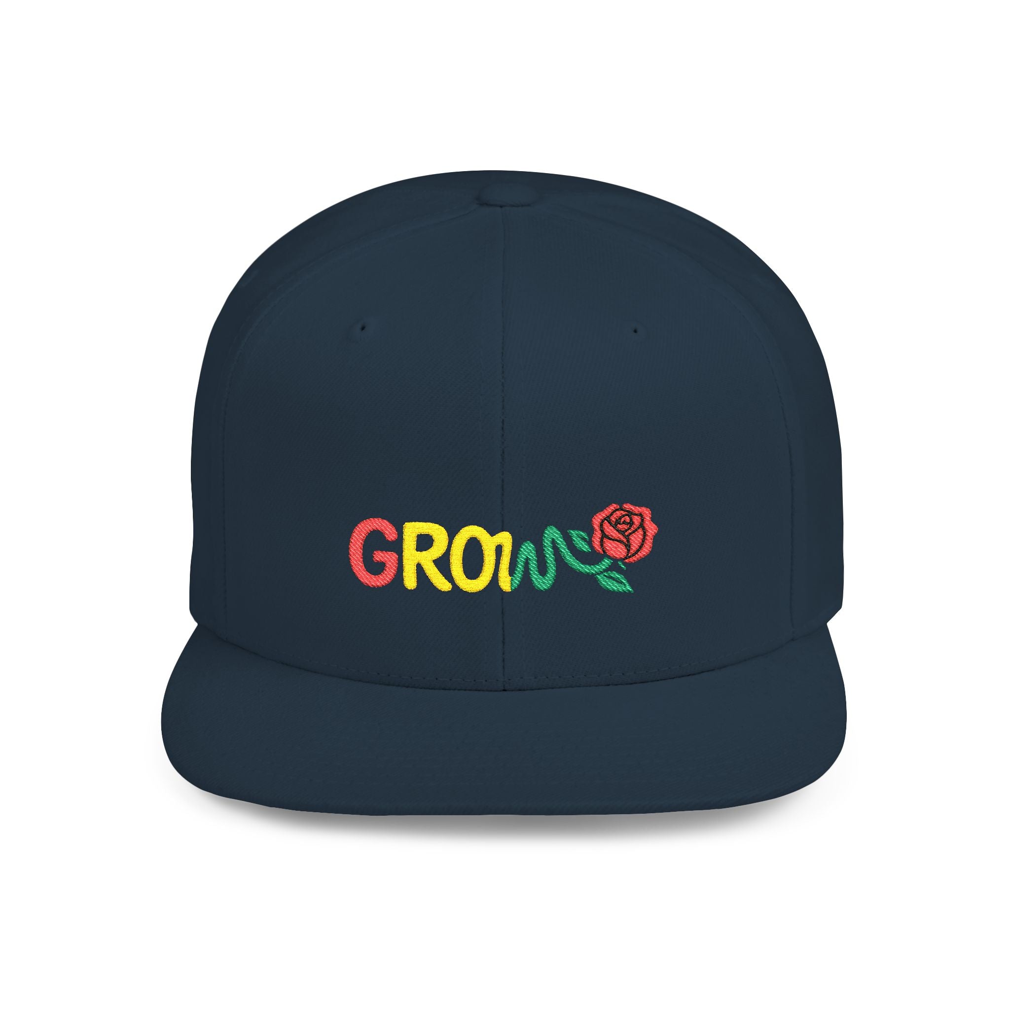 Grow Clothing™ Rasta Embroidered Snapback Cap, Unisex Flat Bill Hat, Positive Streetwear