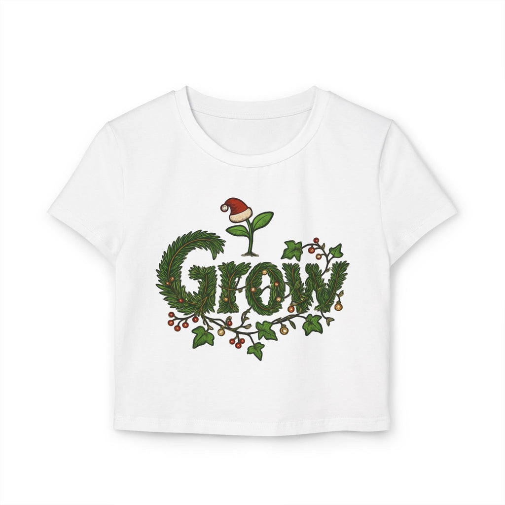 The Grow Clothing™  Christmas Crop Top Women's Baby Tee — Women's slim-fit tee - back and front designs