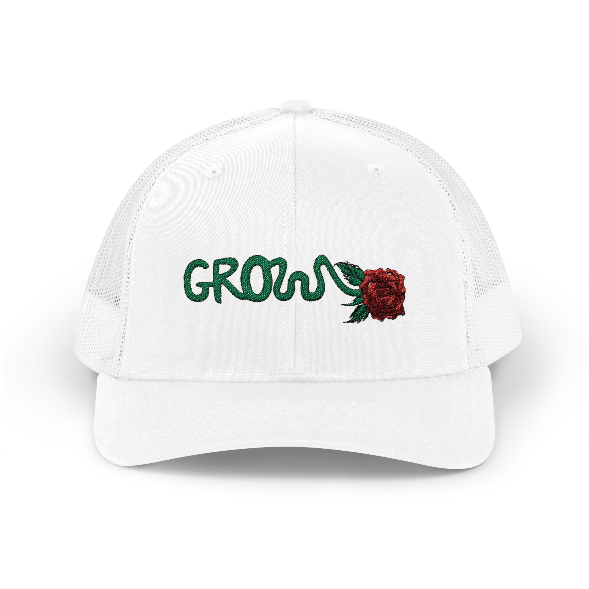Grow Clothing™ Red Rose embroidered Snapback Trucker Cap - Positive Streetwear