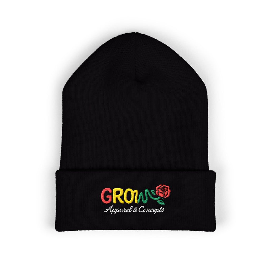 Embroidered Grow Beanie in Rasta Colors - Standout, streetwear, Rasta, Unisex
