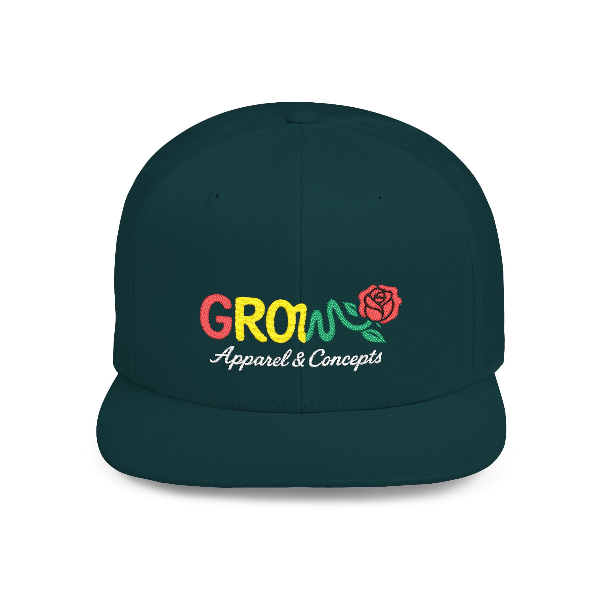 Grow Clothing™ Famous Embroidered UNISEX Flat Bill Snapback Cap style + comfort
