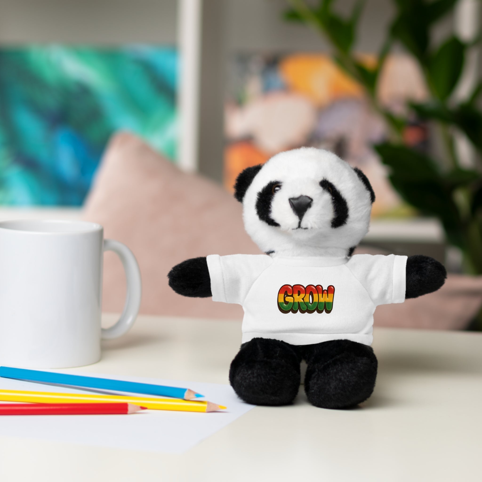 Grow Clothing™ - Rasta Bubble Shirt on your favorite Stuffed Animal, Cute Plush Toy, Gift for Kids, Motivational Bear, Birthday Present, Huggable Friend, Inspiring Decor