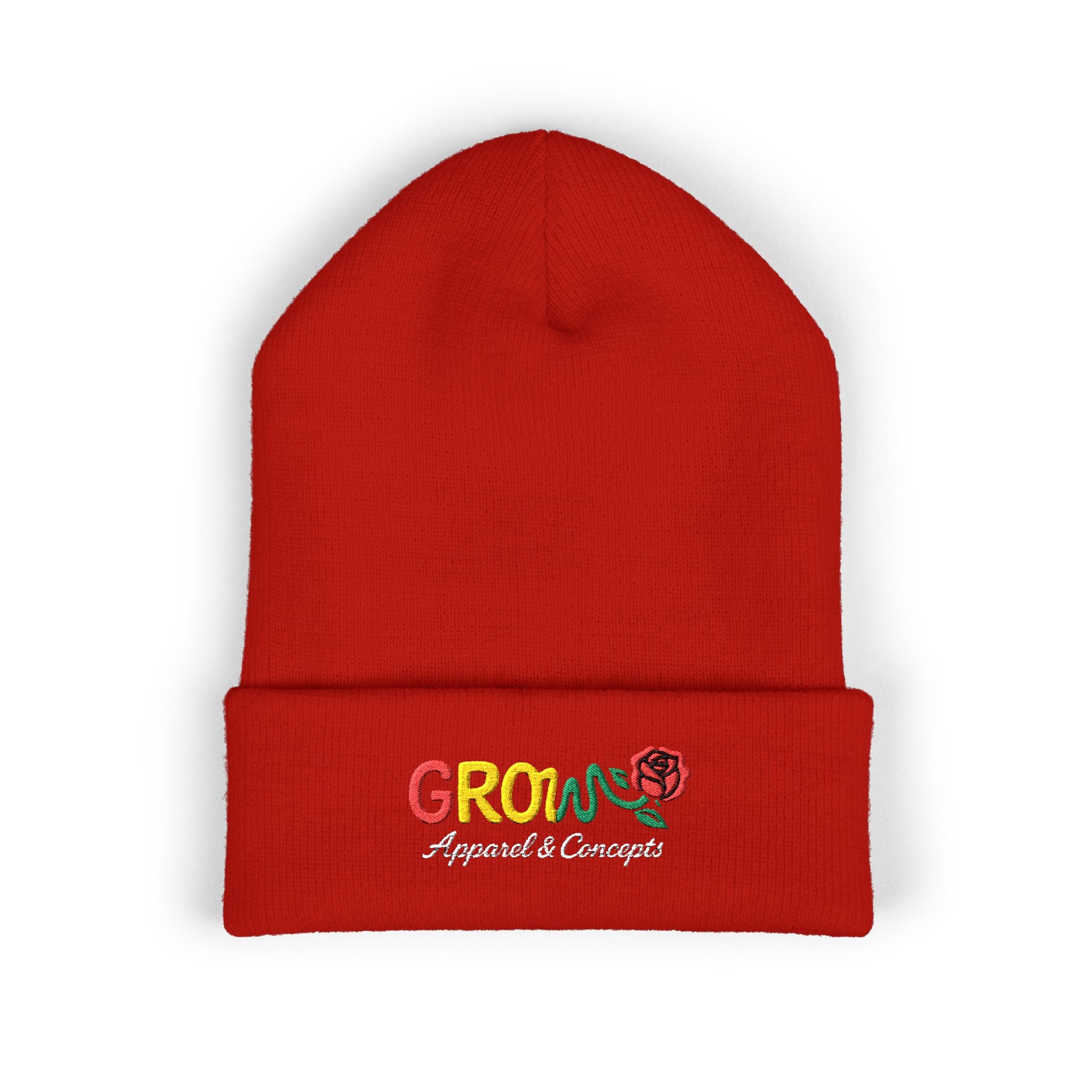 Embroidered Grow Beanie in Rasta Colors - Standout, streetwear, Rasta, Unisex