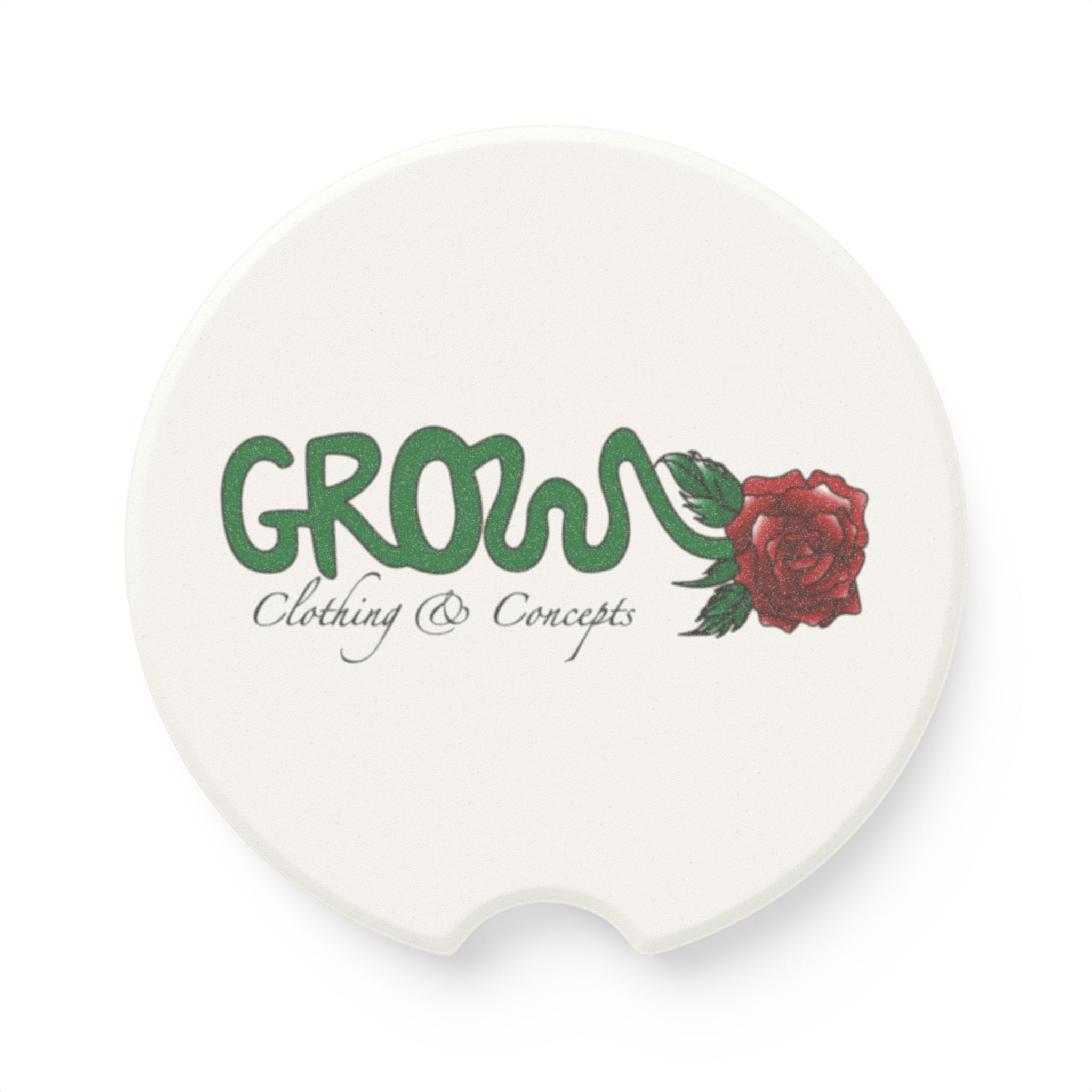 Grow Soapstone Car Coaster (red rose) - Stylish Eco-Friendly Car Drink Holder