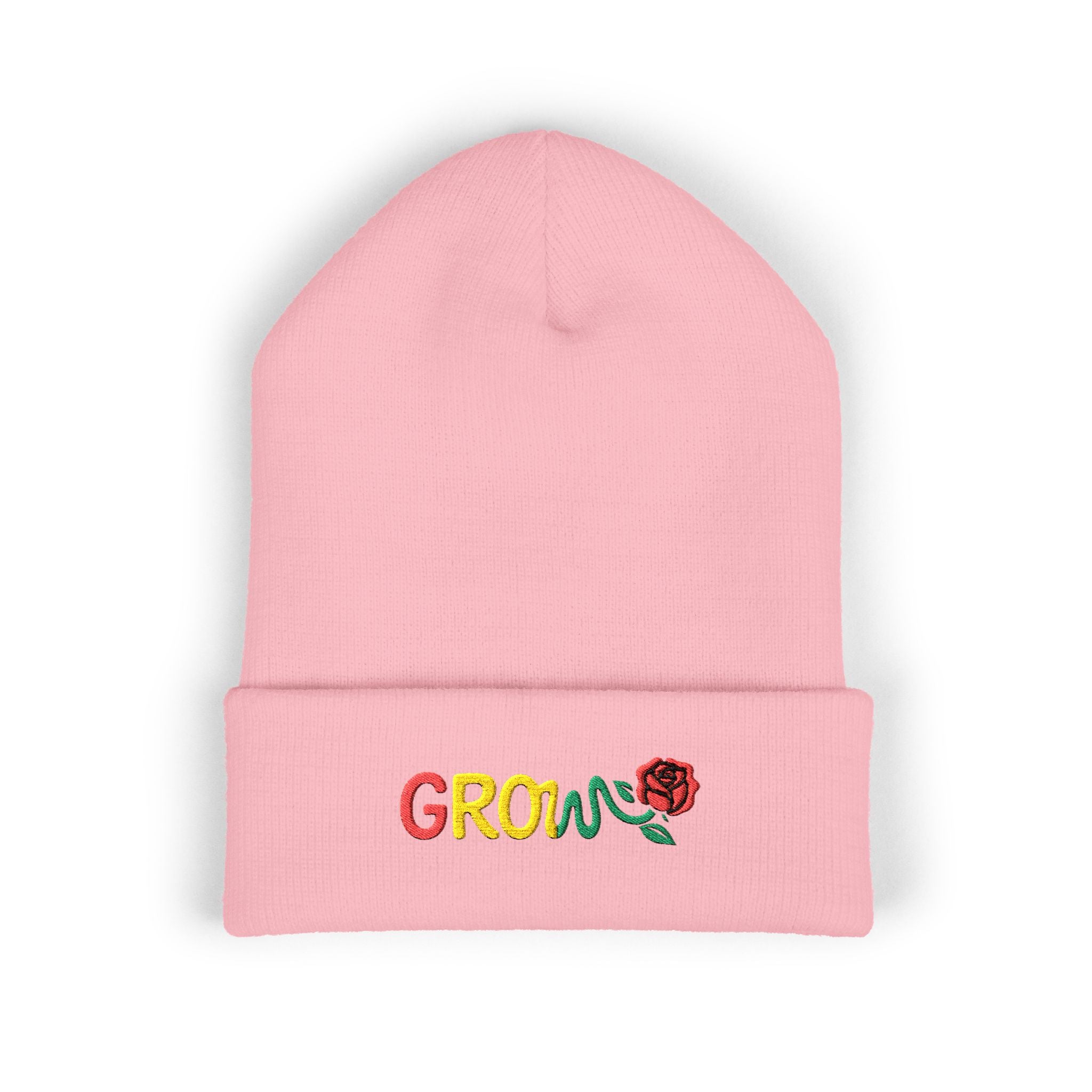 Embroidered Grow Beanie, Warm Knitted Hat, Cozy Winter Accessory, Gift for Nature Lovers, Fall Fashion, Beanie for All Occasions