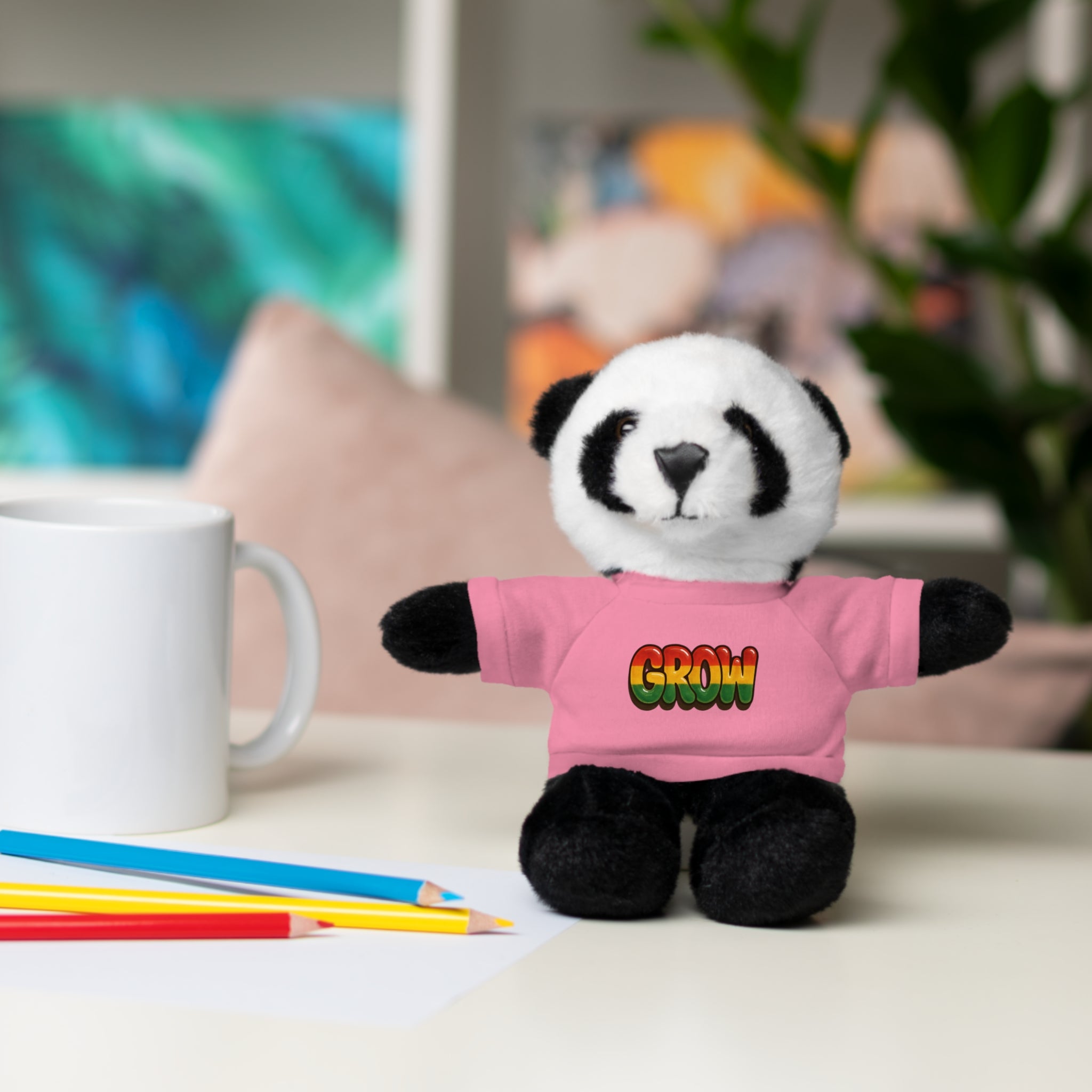 Grow Clothing™ - Rasta Bubble Shirt on your favorite Stuffed Animal, Cute Plush Toy, Gift for Kids, Motivational Bear, Birthday Present, Huggable Friend, Inspiring Decor
