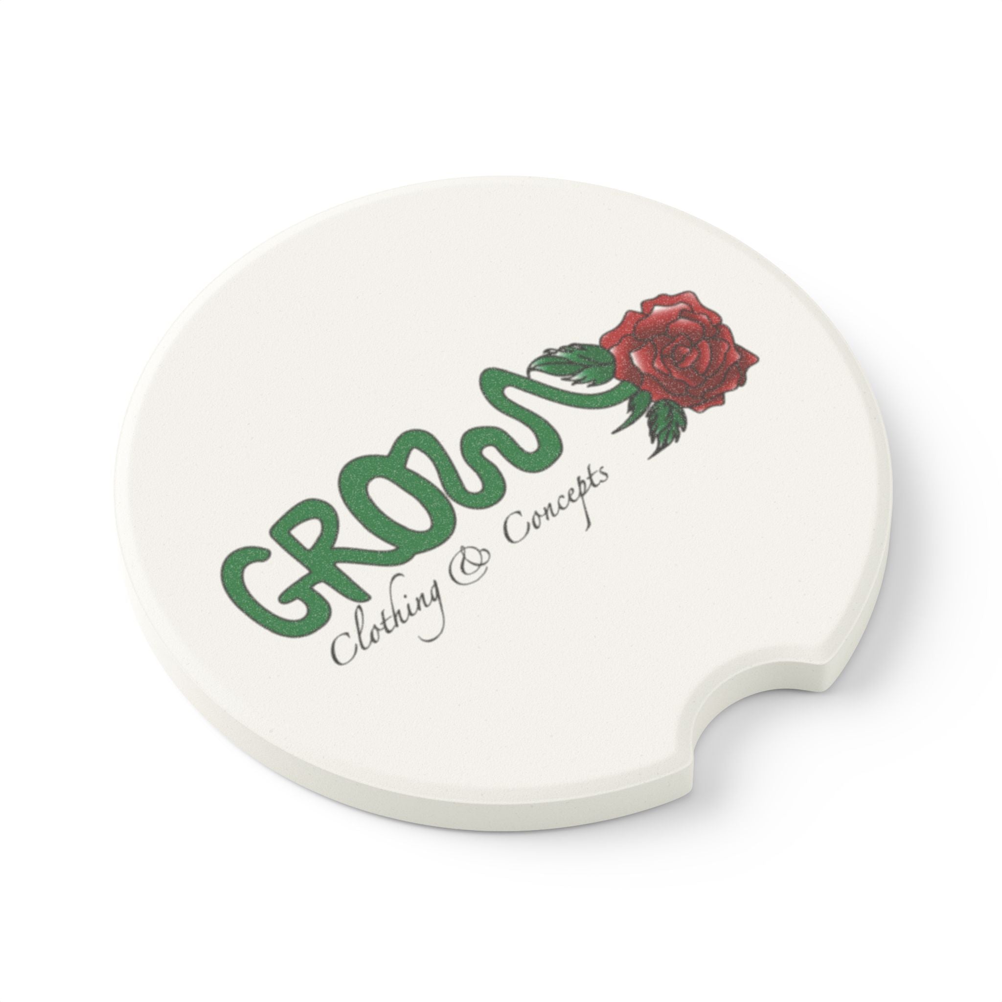 Grow Soapstone Car Coaster (red rose) - Stylish Eco-Friendly Car Drink Holder