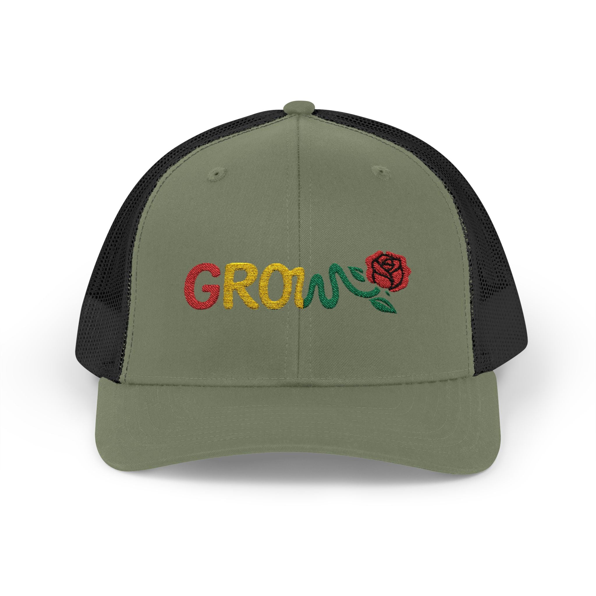 Grow Clothing™ Embroidered Rasta Snapback Trucker Hat - Good Quality - Positive Streetwear