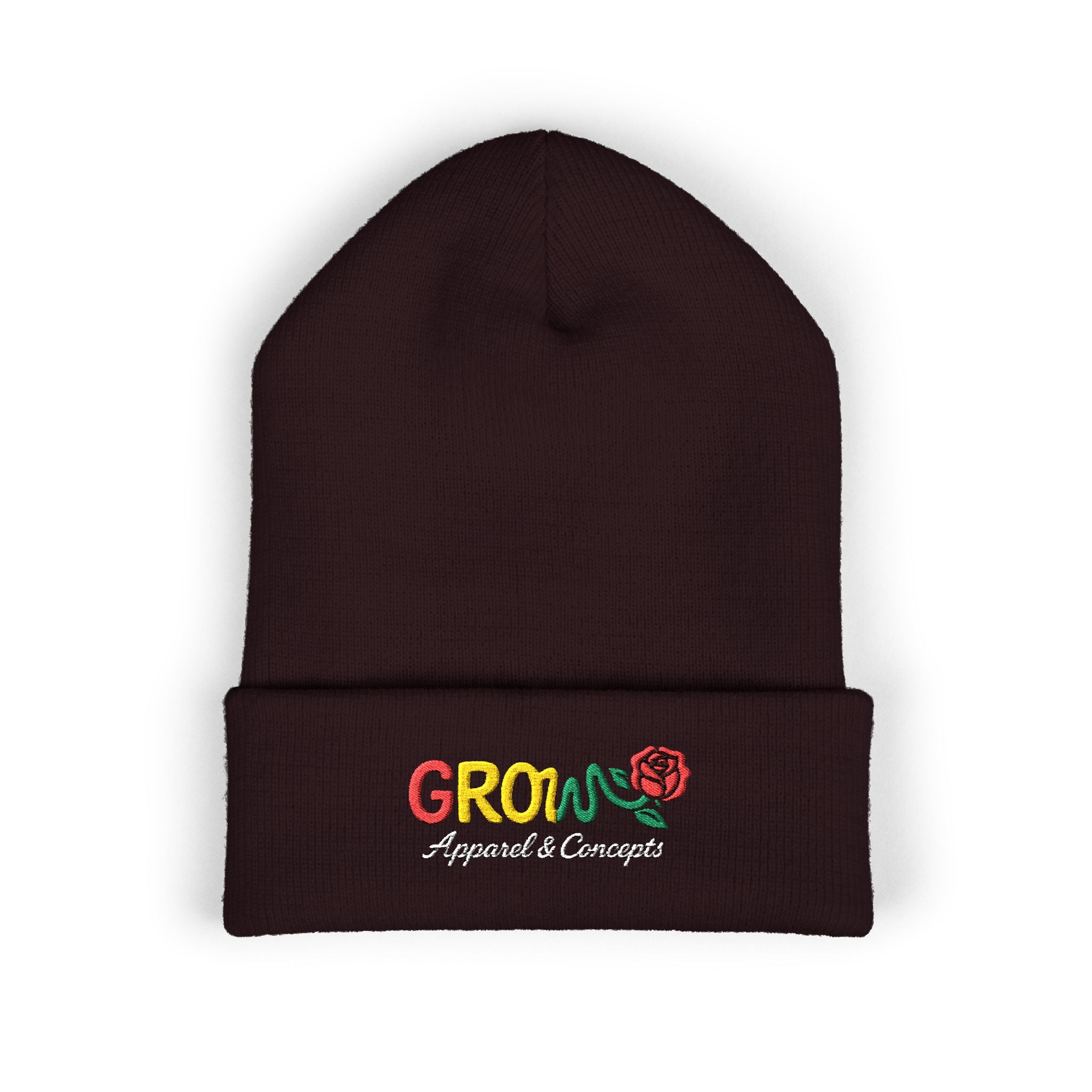 Embroidered Grow Beanie in Rasta Colors - Standout, streetwear, Rasta, Unisex
