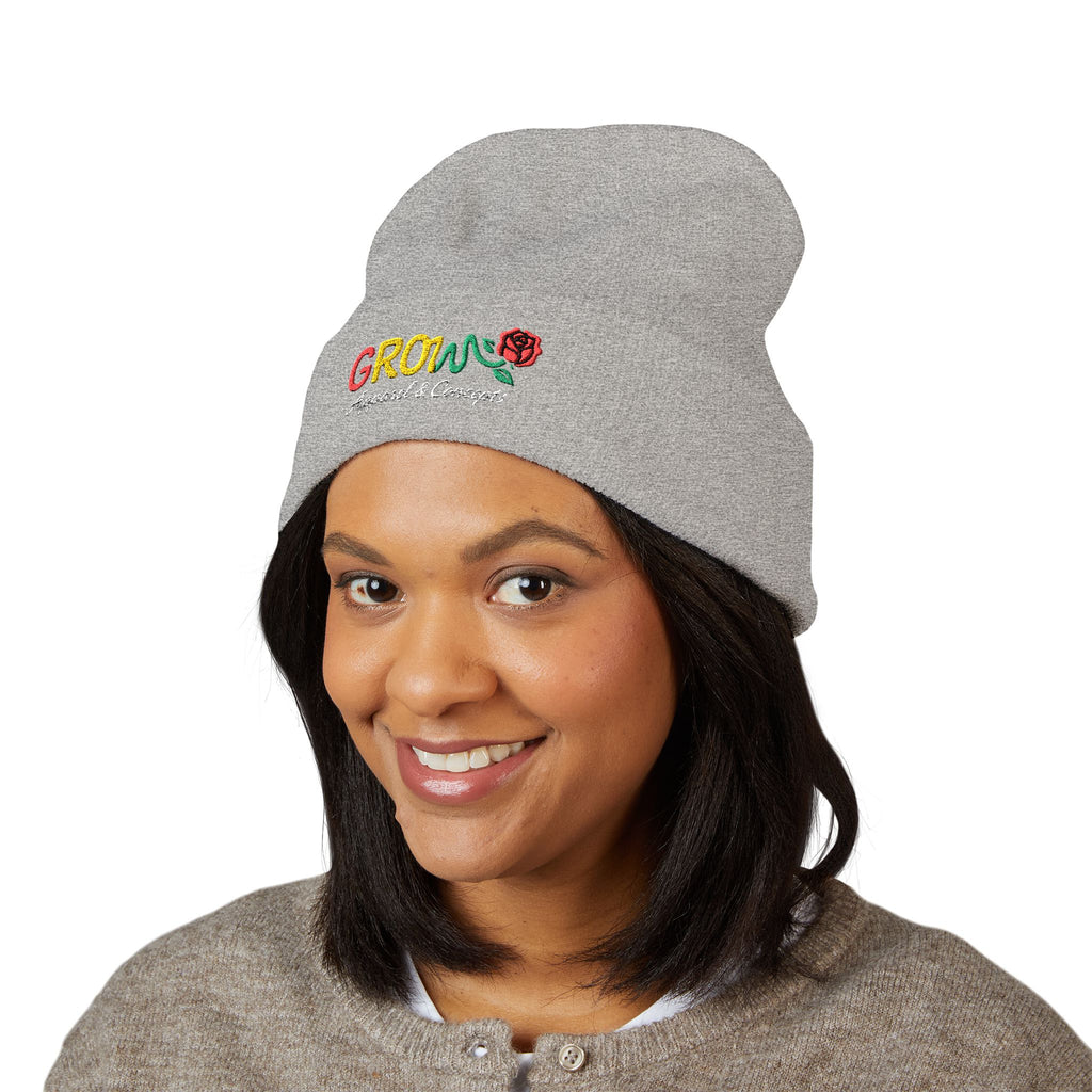 Embroidered Grow Beanie in Rasta Colors - Standout, streetwear, Rasta, Unisex