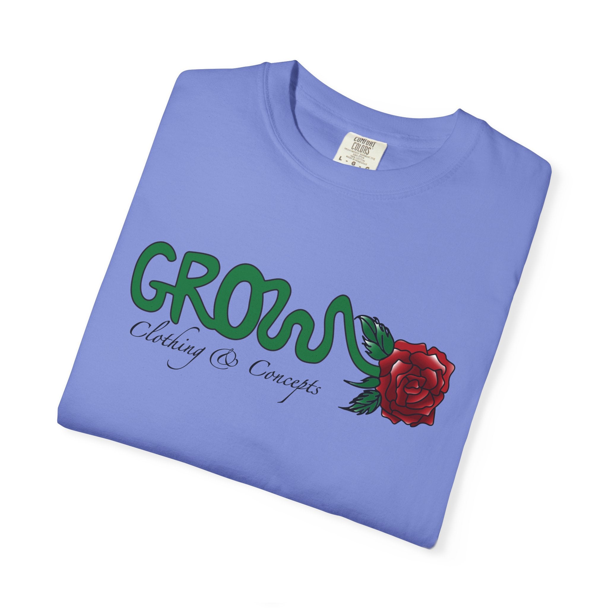 Grows high quality soft cotton T-Shirt, relaxed fit, blue & red rose, unisex, Limited