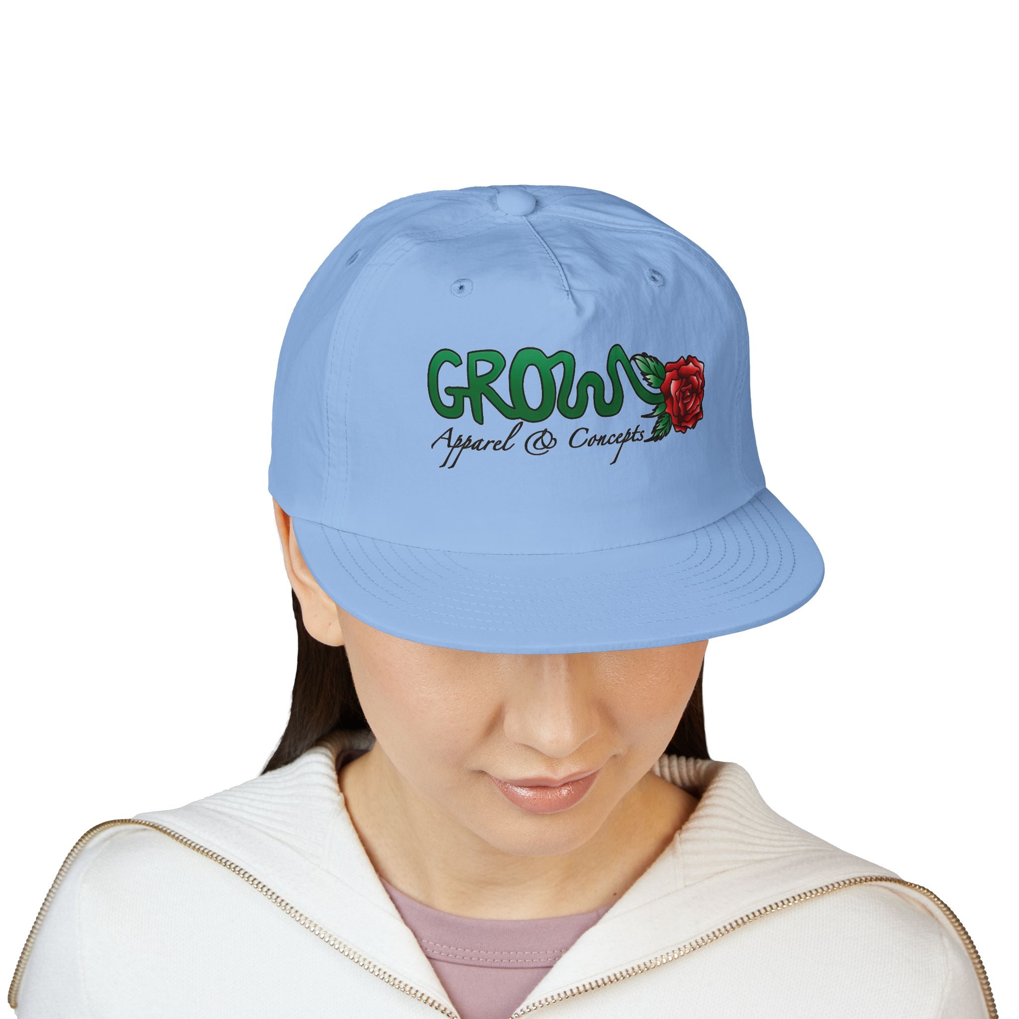 Grow Clothing™  Iconic Surf Cap (printed) was one of our first, unisex, many colors, snapback, nylon, GREAT quality (great surf hat!)