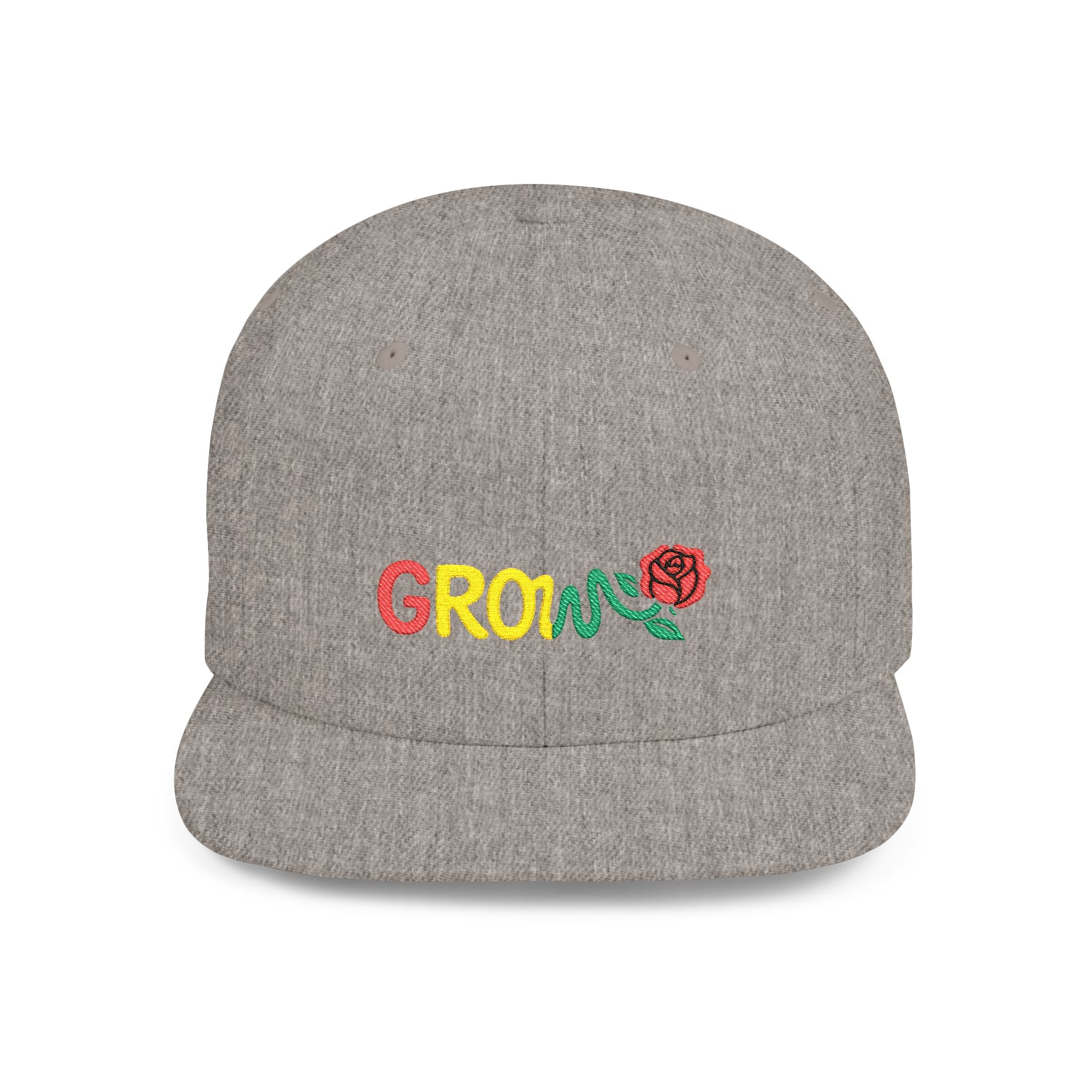 Grow Clothing™ Rasta Embroidered Snapback Cap, Unisex Flat Bill Hat, Positive Streetwear