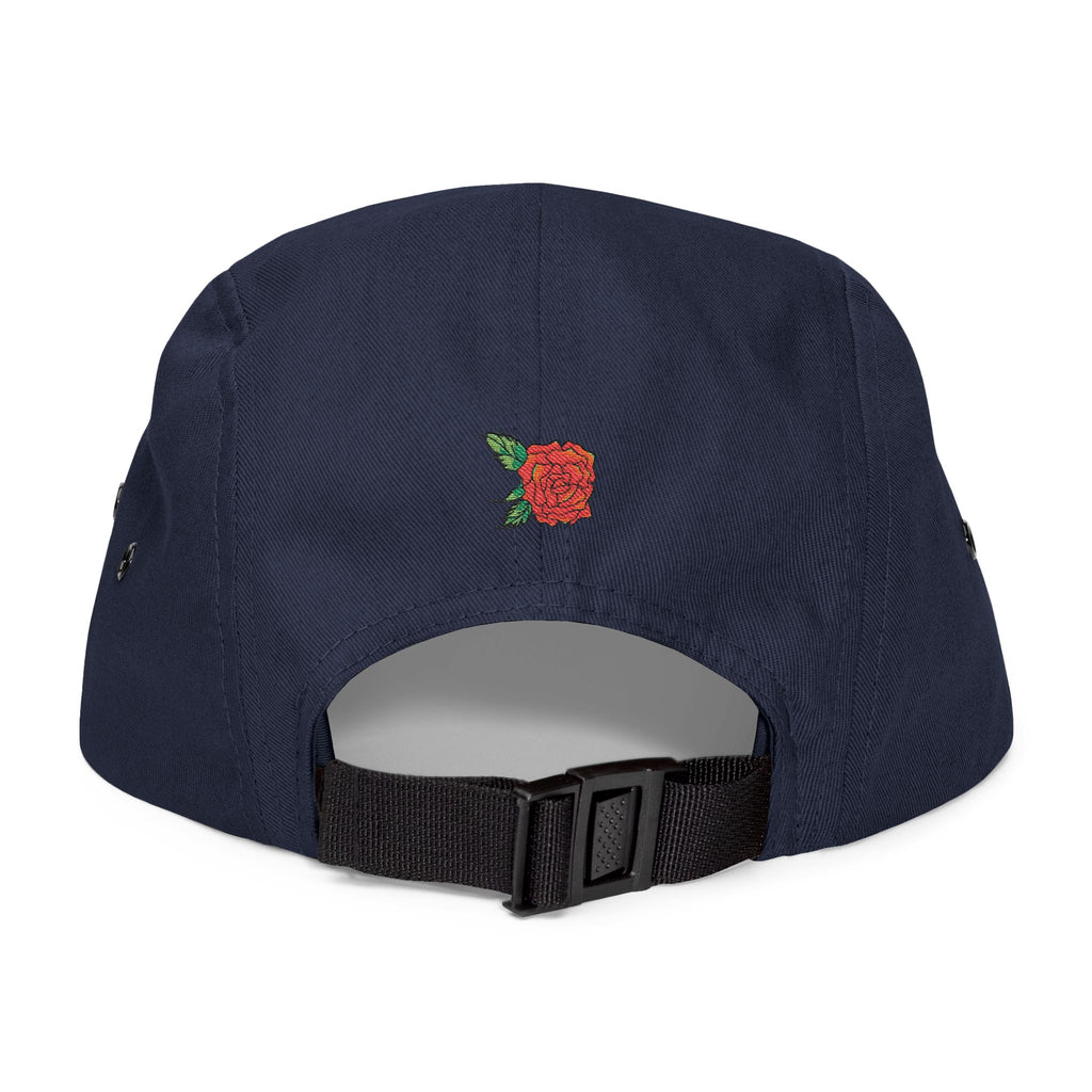 The Grow Clothing™ Embroidered 5 Panel Cap – Grows ICON  Design with rose on the back.