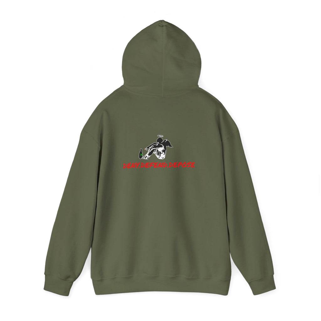Grow Clothing™ Deny Defend Depose Hoodie, Anti CorporateGreed + Banksy Design - We are the Change - Expose the Greed Stand with the USA