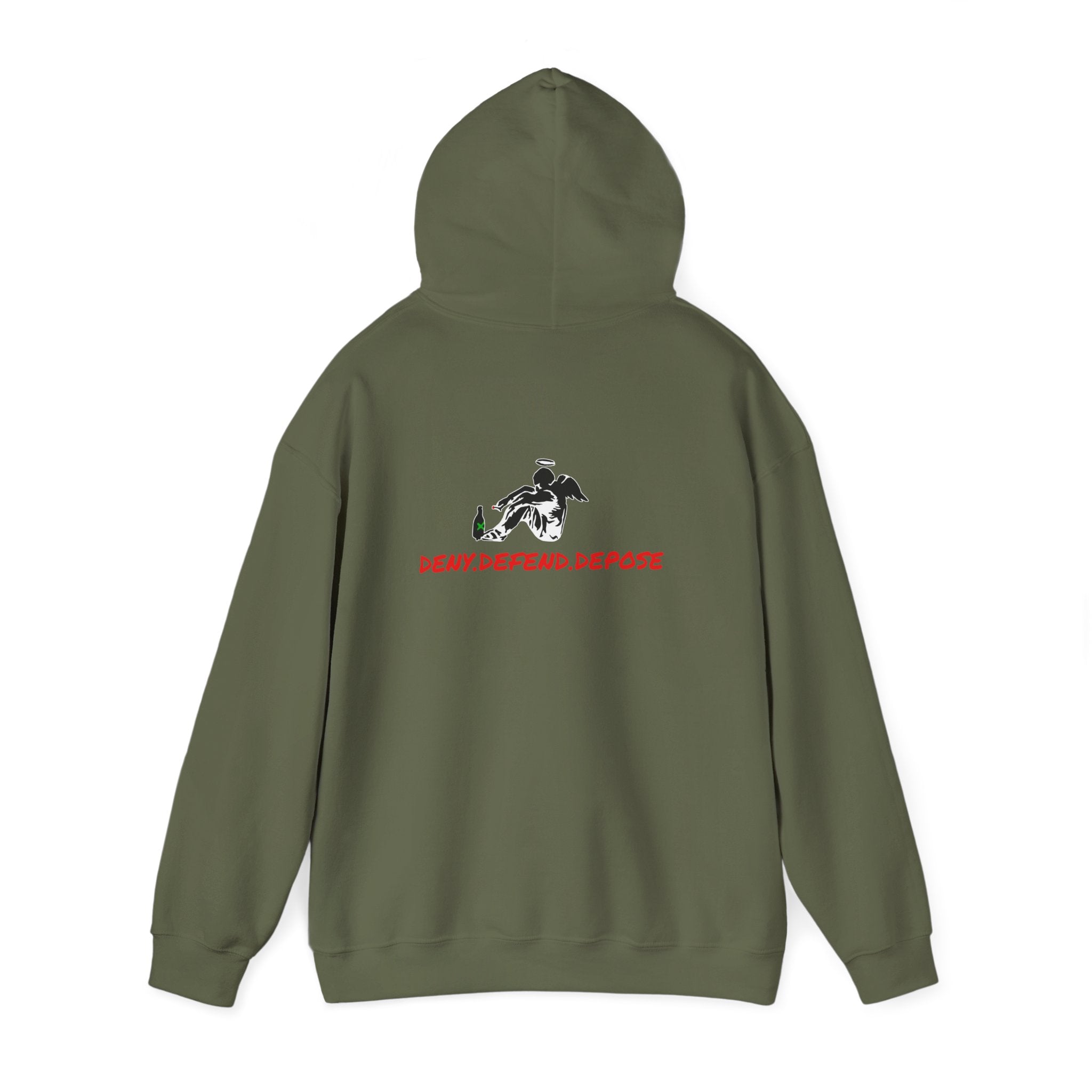 Grow Clothing™ Deny Defend Depose Hoodie, Anti CorporateGreed + Banksy Design - We are the Change - Expose the Greed Stand with the USA
