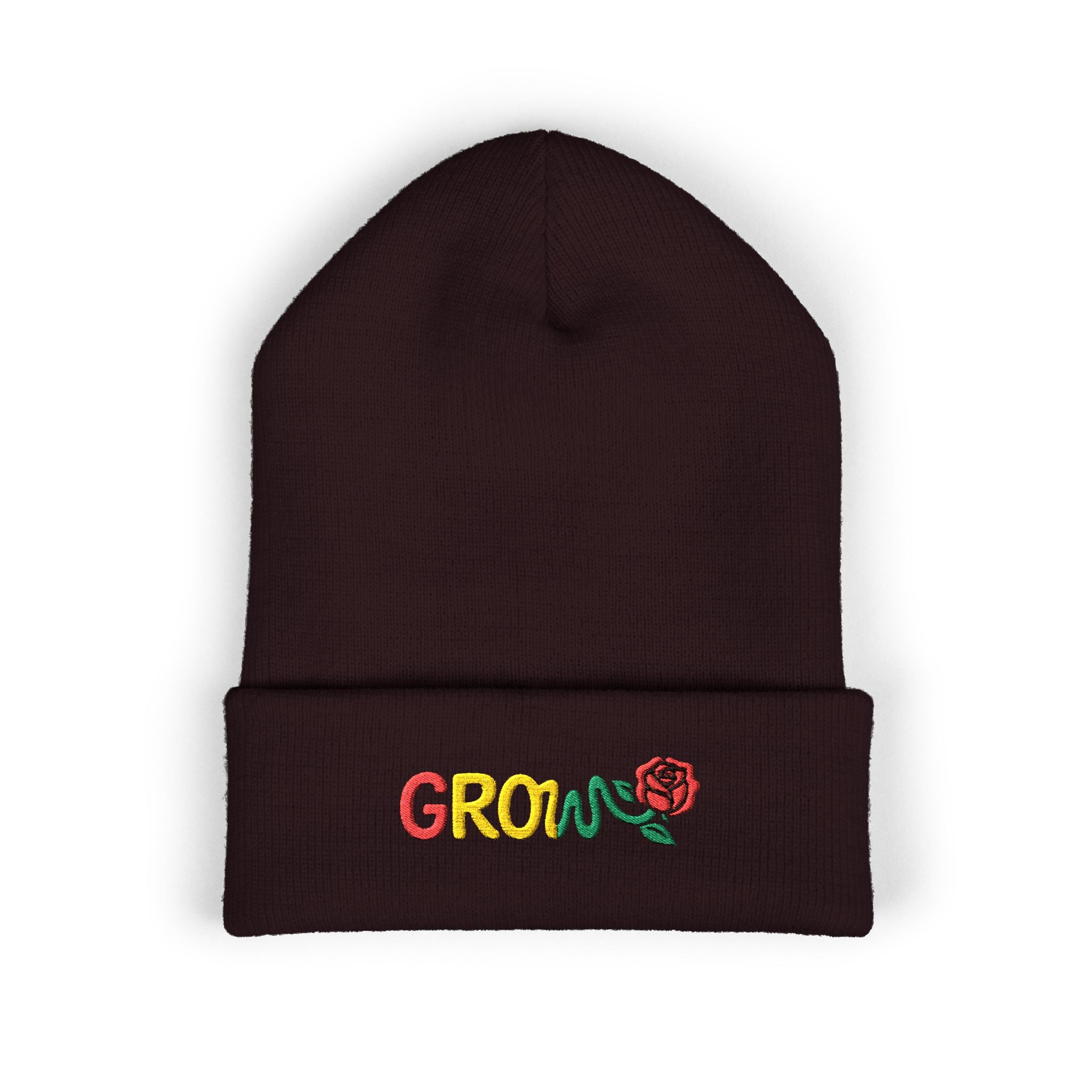 Embroidered Grow Beanie, Warm Knitted Hat, Cozy Winter Accessory, Gift for Nature Lovers, Fall Fashion, Beanie for All Occasions