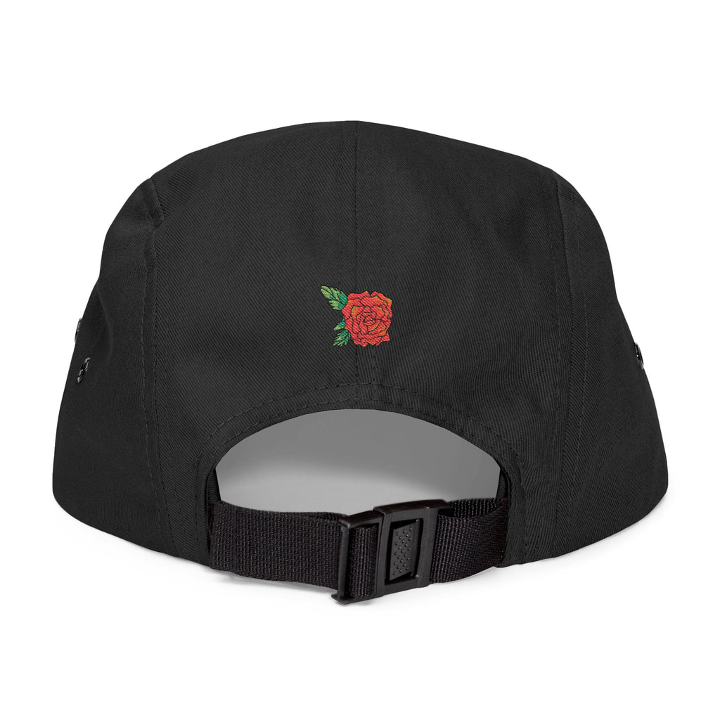 The Grow Clothing™ Embroidered 5 Panel Cap – Grows ICON  Design with rose on the back.