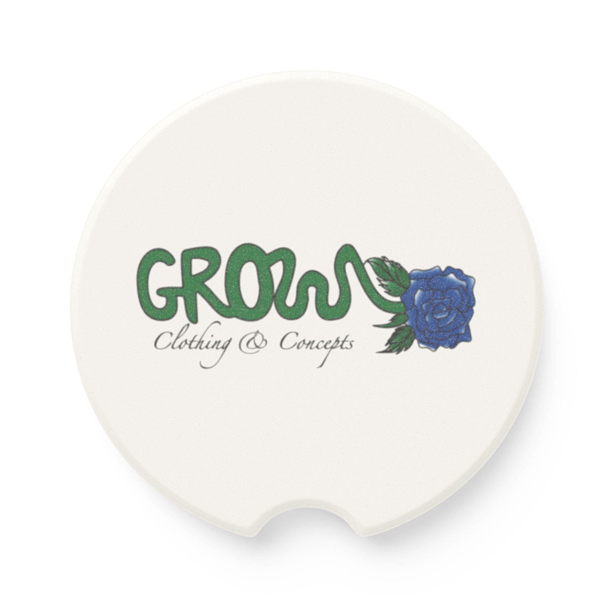 Grow Soapstone Car Coaster (blue rose) - Stylish Eco-Friendly Car Drink Holder