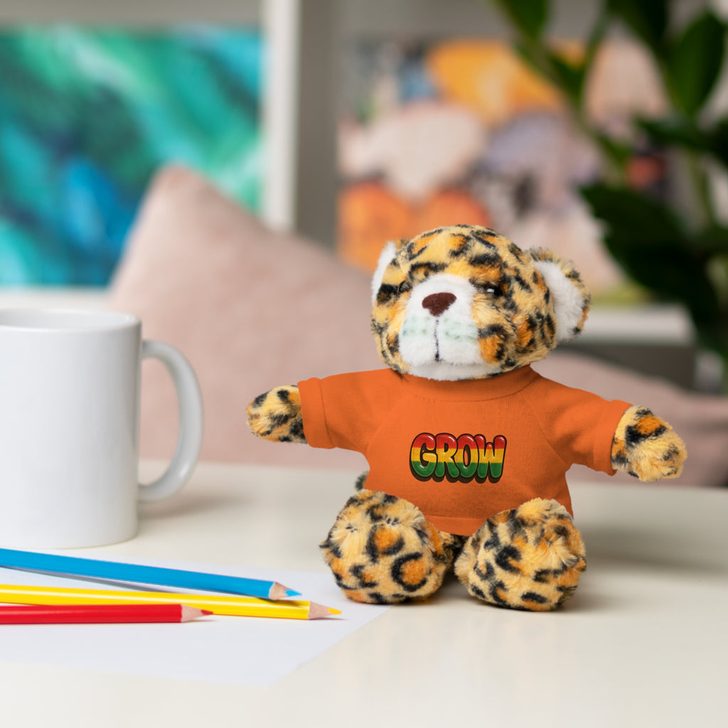 Grow Clothing™ - Rasta Bubble Shirt on your favorite Stuffed Animal, Cute Plush Toy, Gift for Kids, Motivational Bear, Birthday Present, Huggable Friend, Inspiring Decor