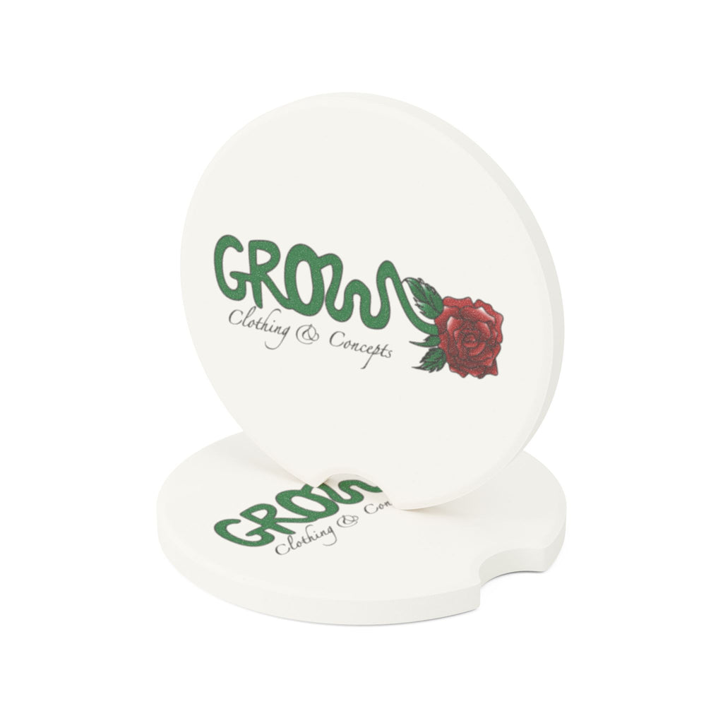 Grow Soapstone Car Coaster (red rose) - Stylish Eco-Friendly Car Drink Holder