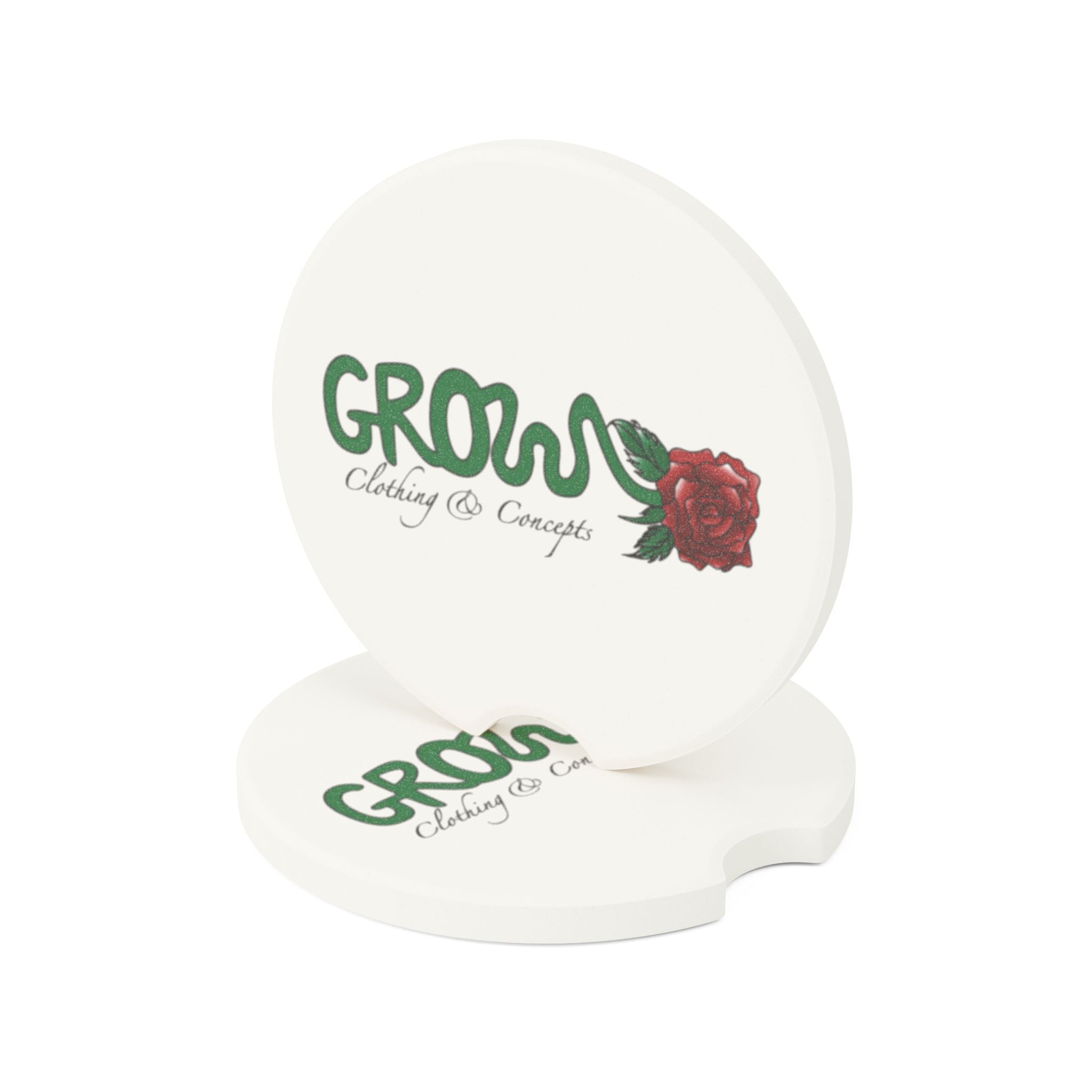 Grow Soapstone Car Coaster (red rose) - Stylish Eco-Friendly Car Drink Holder