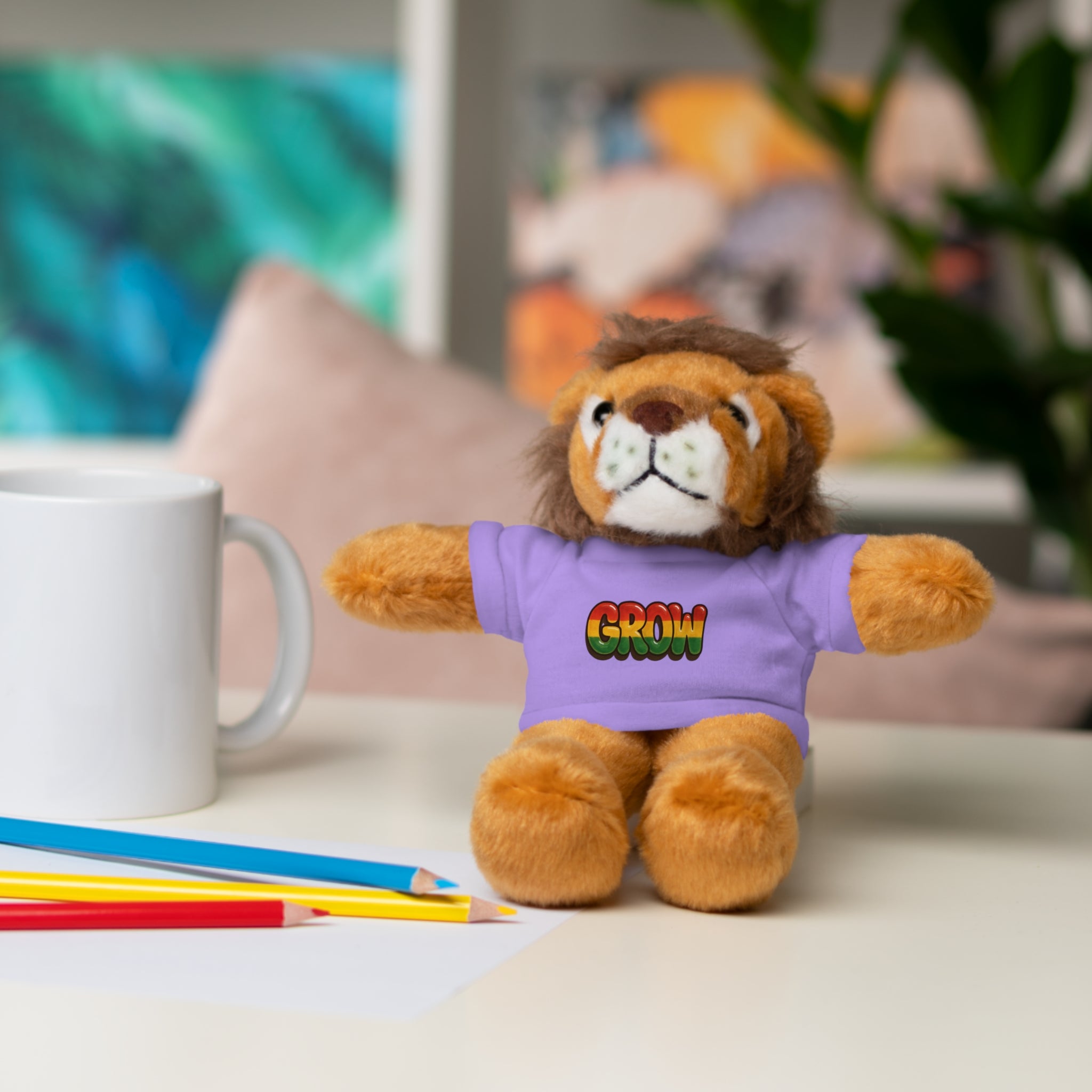 Grow Clothing™ - Rasta Bubble Shirt on your favorite Stuffed Animal, Cute Plush Toy, Gift for Kids, Motivational Bear, Birthday Present, Huggable Friend, Inspiring Decor