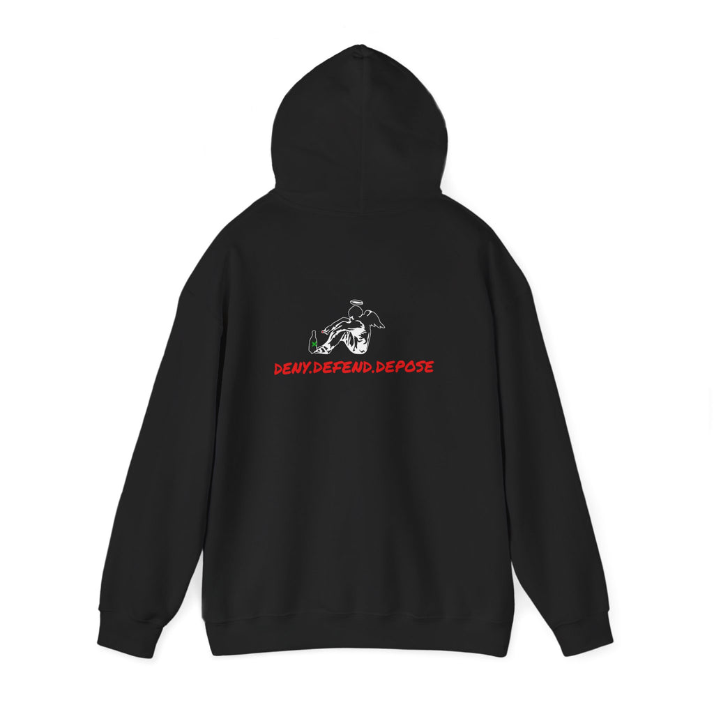 Grow Clothing™ Deny Defend Depose Hoodie, Anti CorporateGreed + Banksy Design - We are the Change - Expose the Greed Stand with the USA