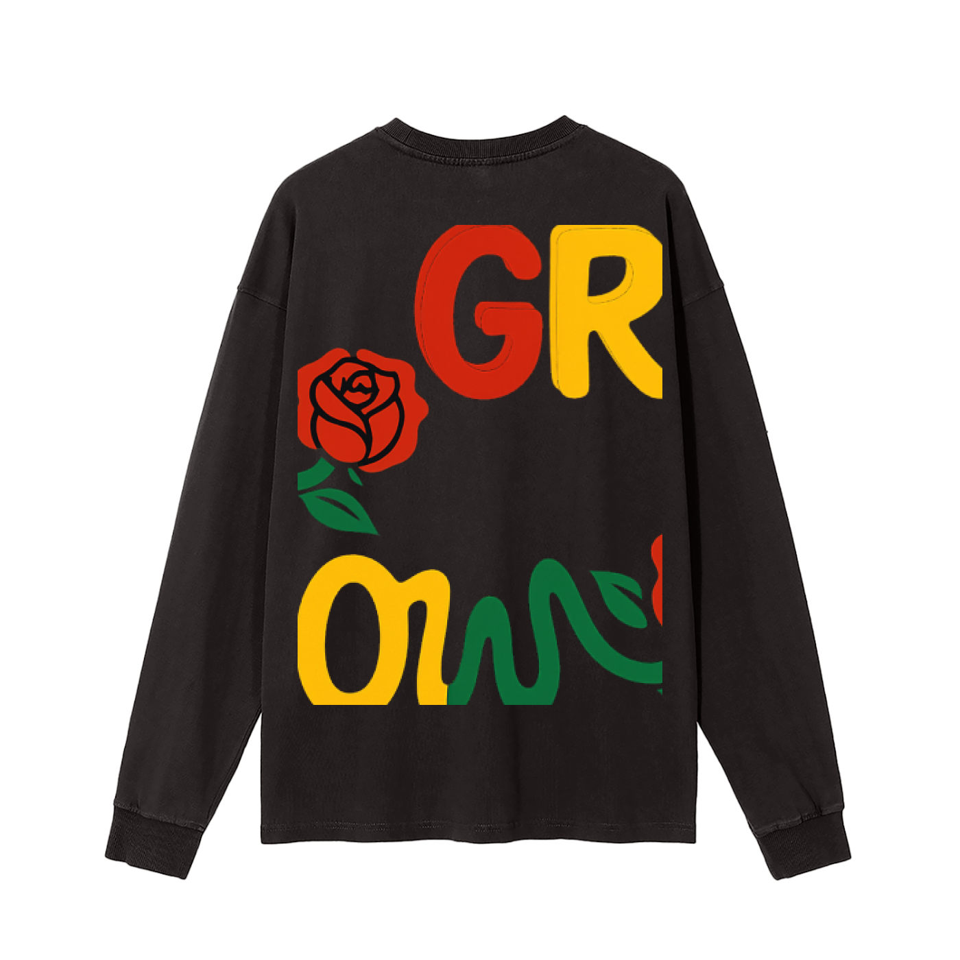 Grow Clothing™ Vintage Washed Premium Long Sleeve T-Shirt - Excellent Quality (top of the line) - Original GROW design on Back - Banksy design on Front
