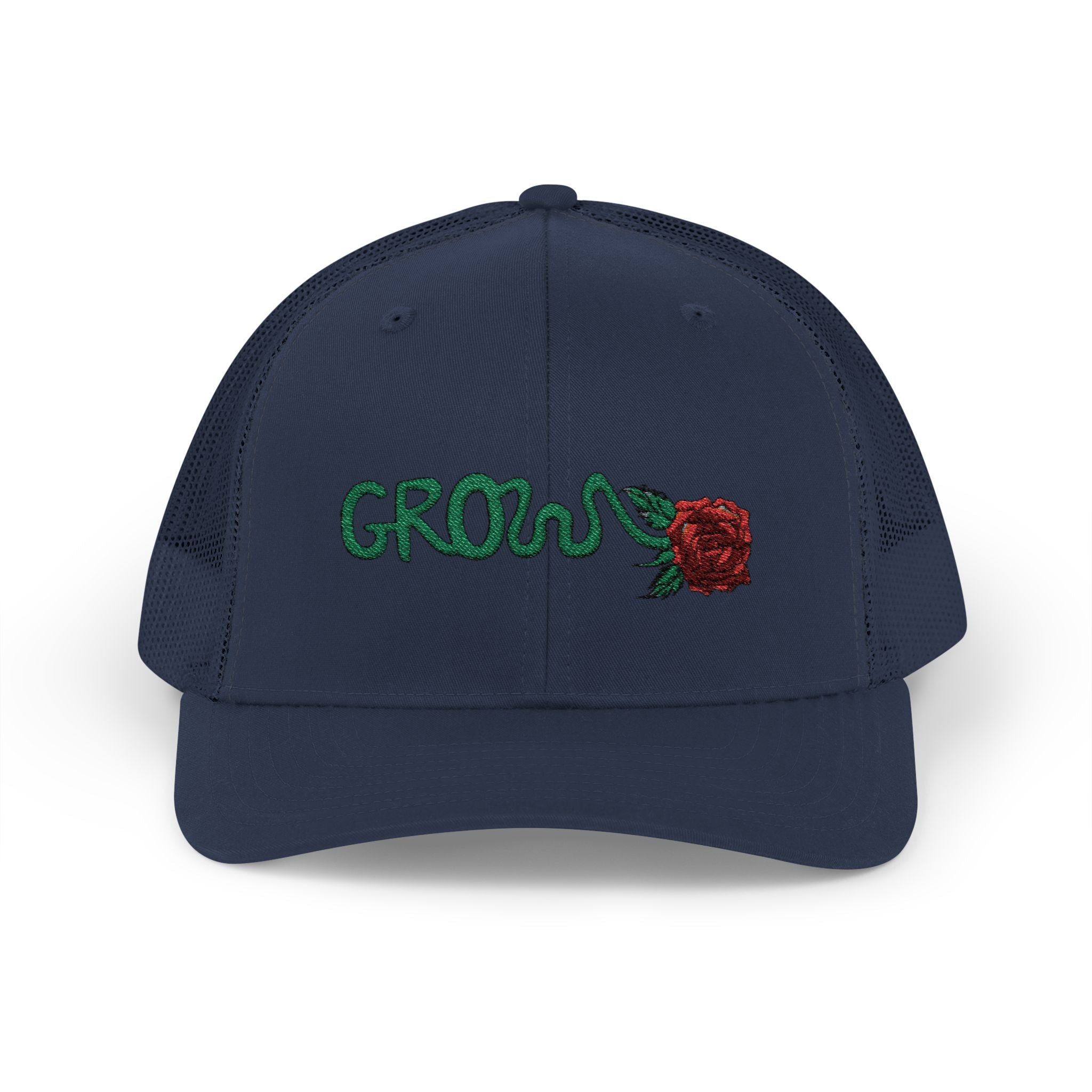 Grow Clothing™ Red Rose embroidered Snapback Trucker Cap - Positive Streetwear