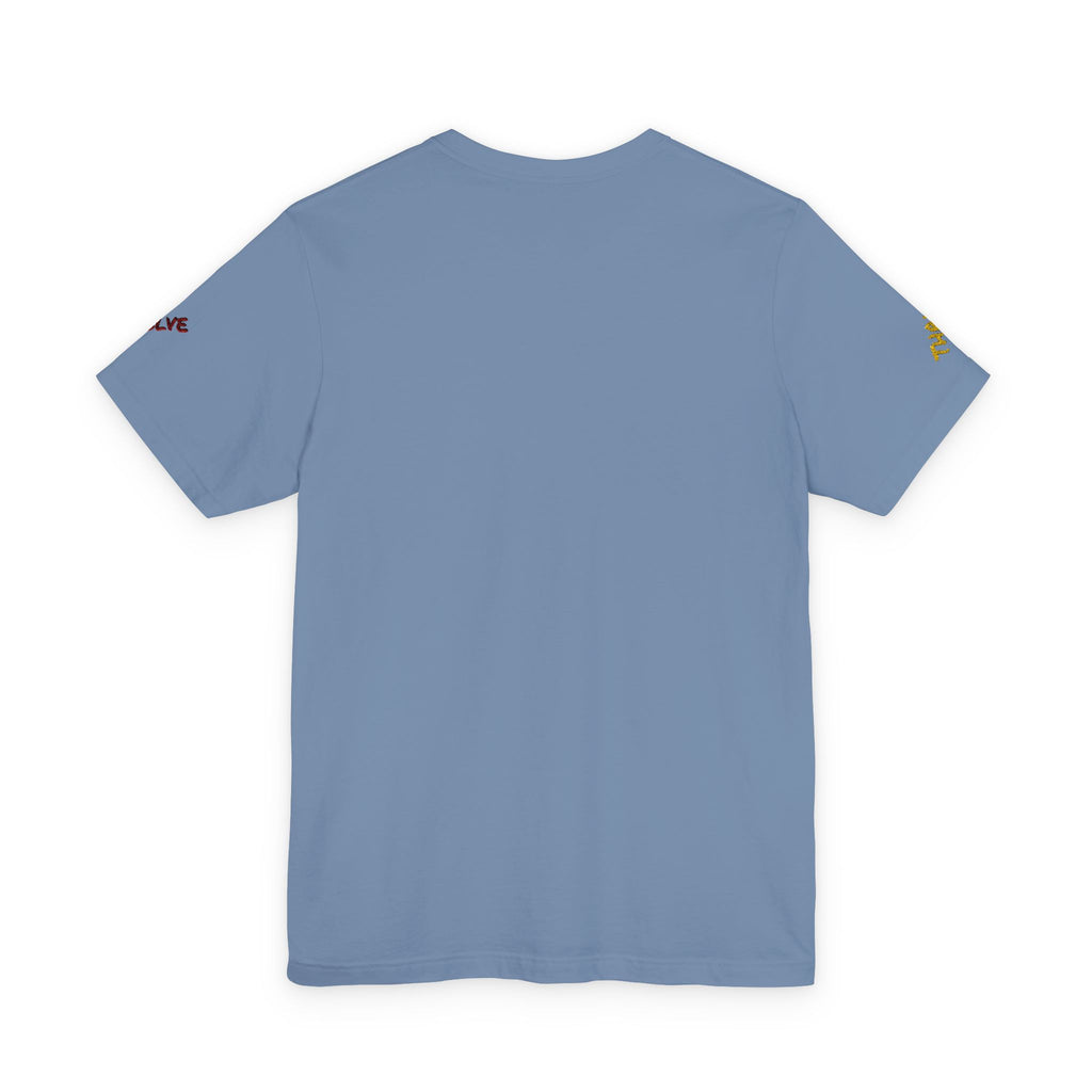 Grow Unisex embroidered Jersey Tee, positive streetwear, Evolve & Thrive on Sleeves
