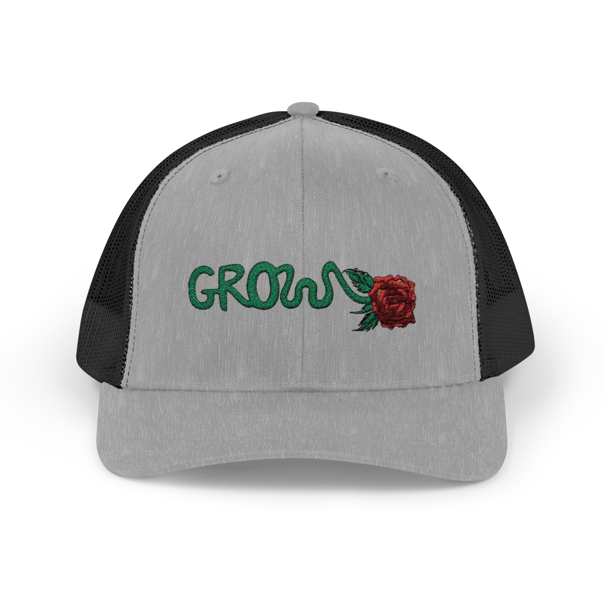 Grow Clothing™ Red Rose embroidered Snapback Trucker Cap - Positive Streetwear