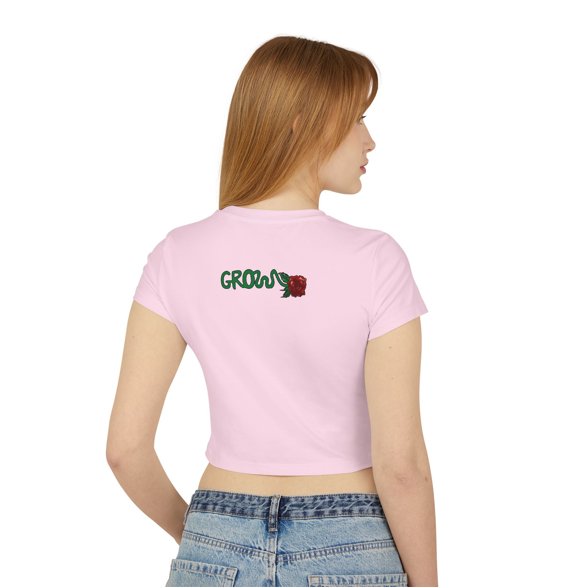 The Grow Clothing™  Christmas Crop Top Women's Baby Tee — Women's slim-fit tee - back and front designs