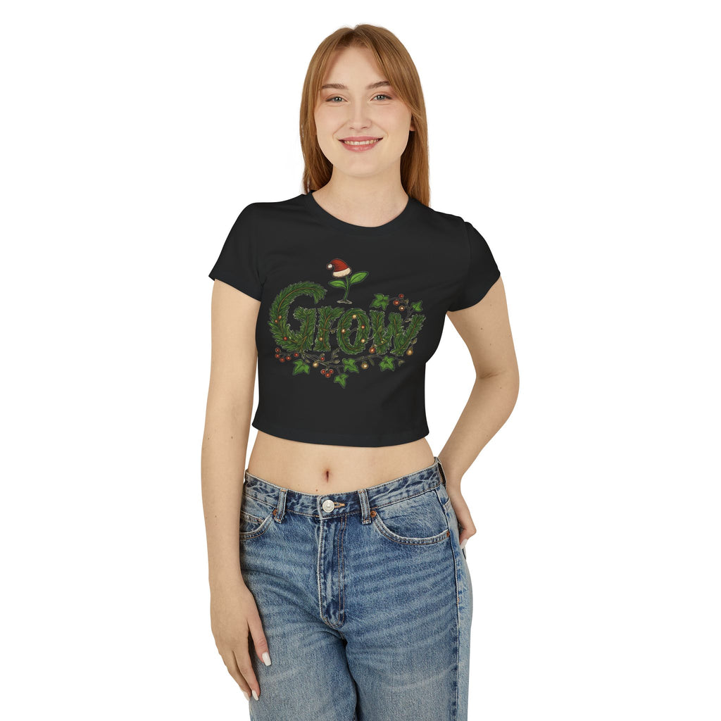 The Grow Clothing™  Christmas Crop Top Women's Baby Tee — Women's slim-fit tee - back and front designs