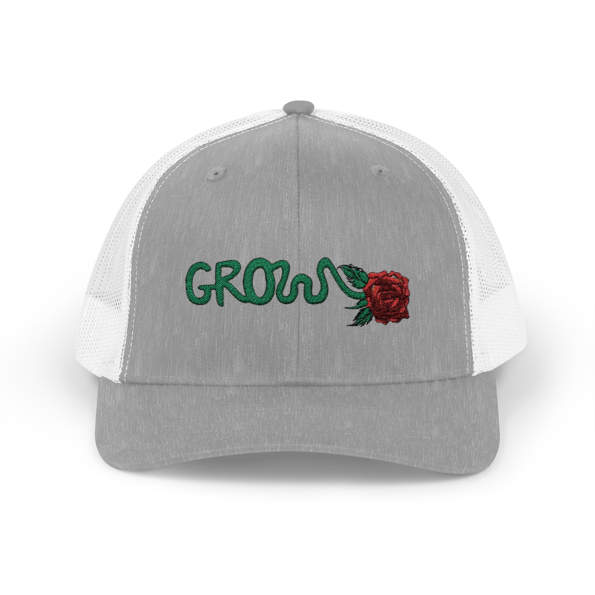 Grow Clothing™ Red Rose embroidered Snapback Trucker Cap - Positive Streetwear