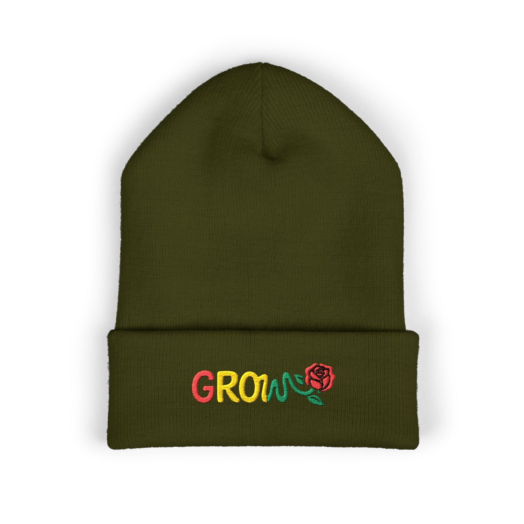 Embroidered Grow Beanie, Warm Knitted Hat, Cozy Winter Accessory, Gift for Nature Lovers, Fall Fashion, Beanie for All Occasions