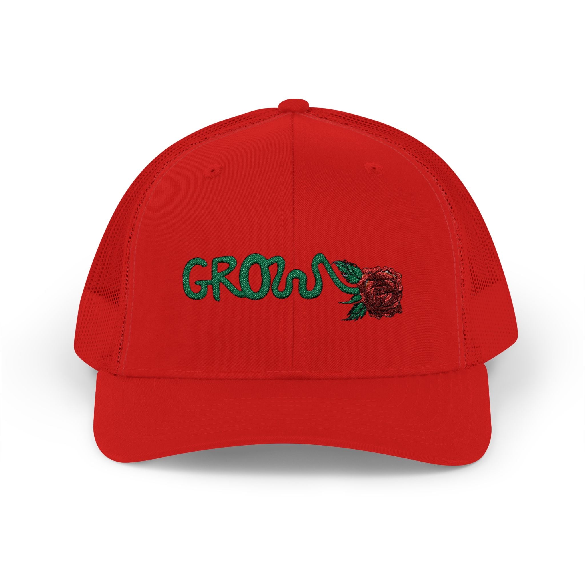 Grow Clothing™ Red Rose embroidered Snapback Trucker Cap - Positive Streetwear